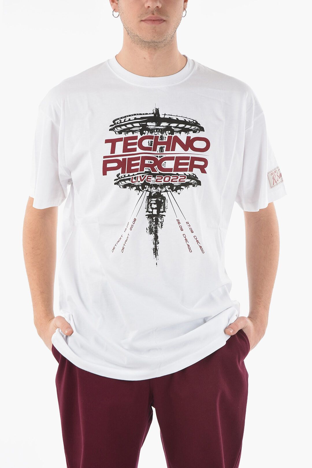 image of Raf Simons Oversized Techno Piercer T-Shirt in White, Men's (Size Large)