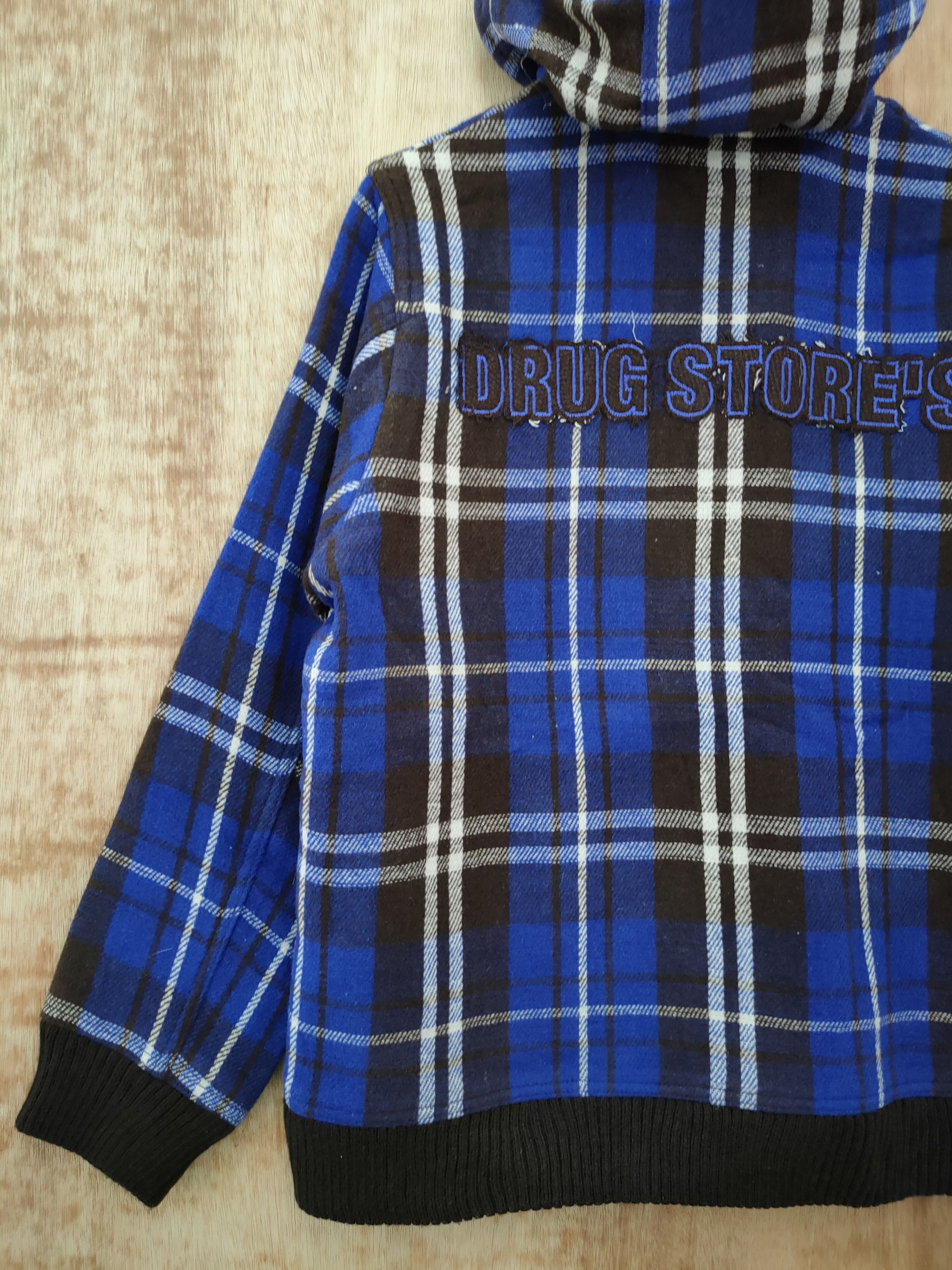 Japanese Brand DL Drug Store checkered blue wool hoodie jacket #4102 Size US M / EU 48-50 / 2 - 10 Thumbnail