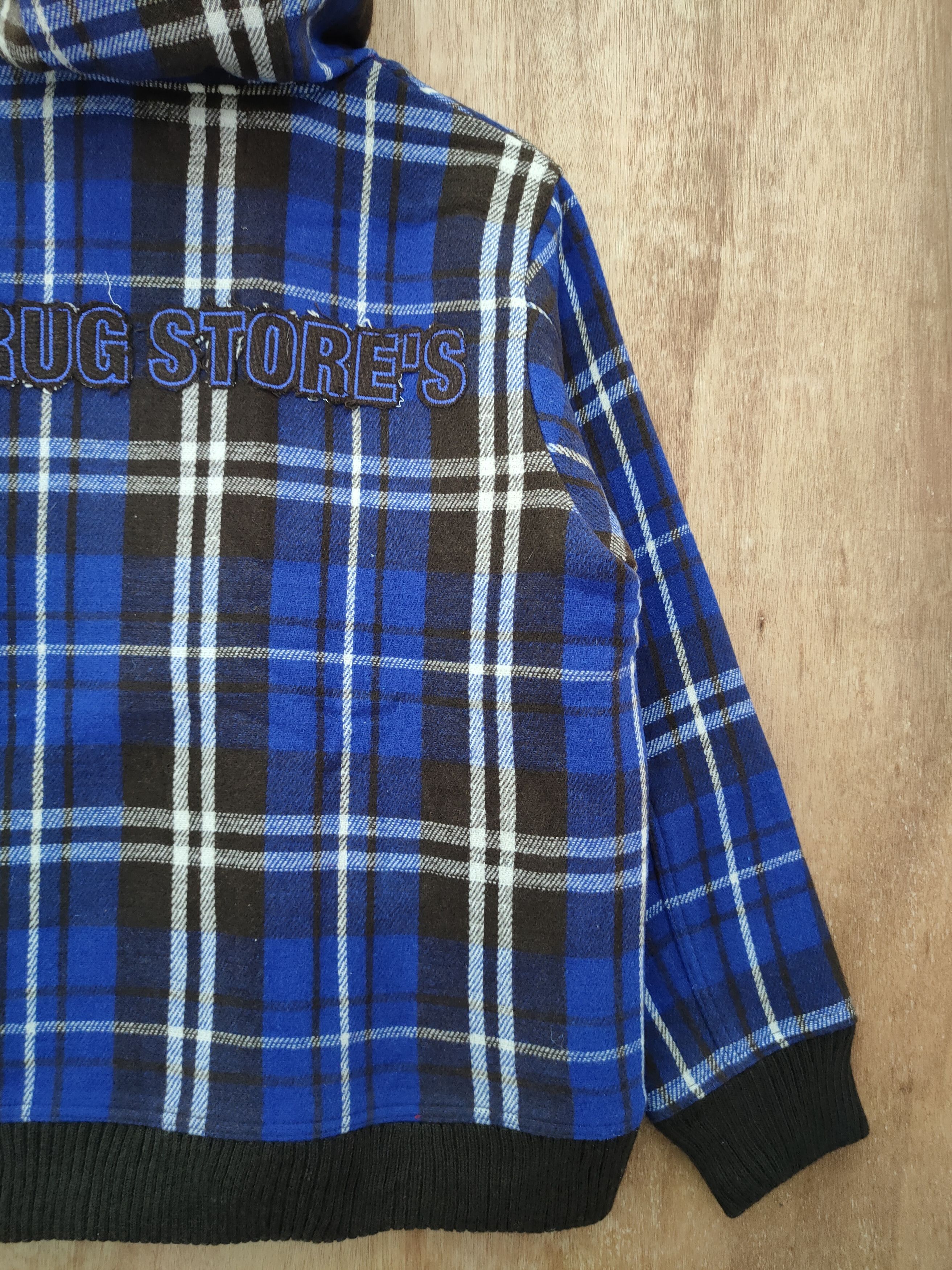 Japanese Brand DL Drug Store checkered blue wool hoodie jacket #4102 Size US M / EU 48-50 / 2 - 11 Thumbnail