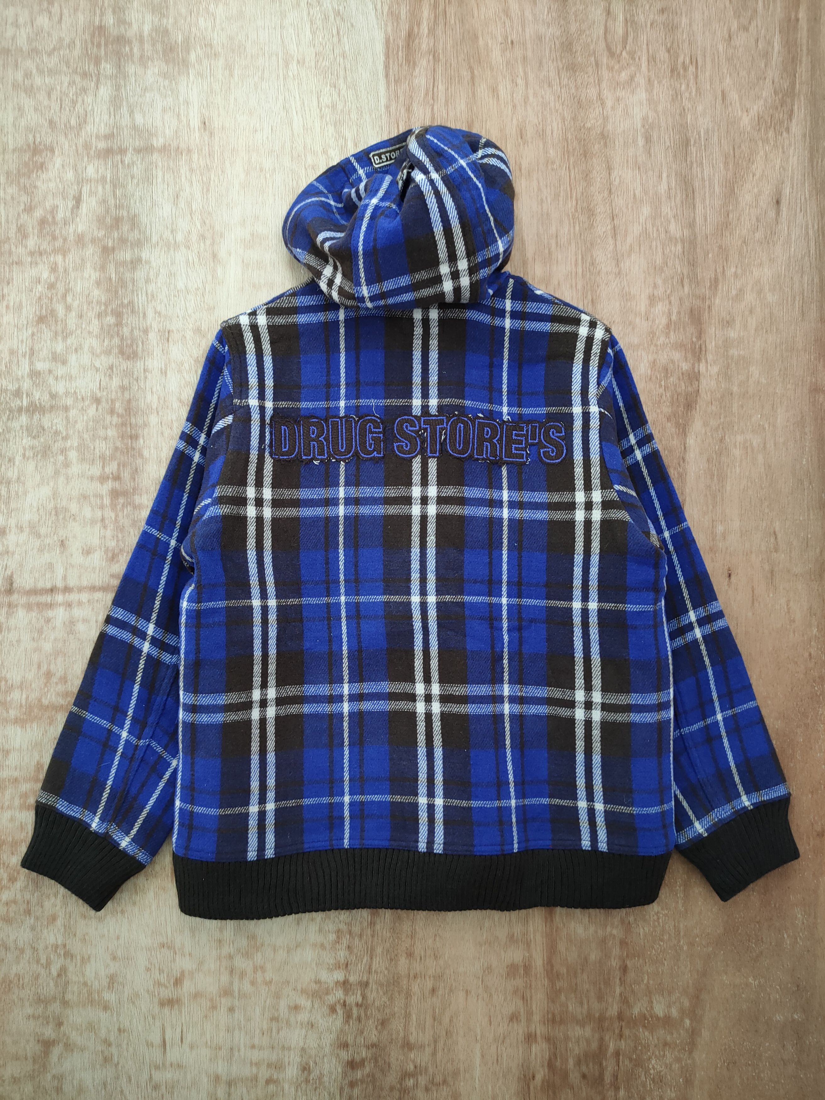 Japanese Brand DL Drug Store checkered blue wool hoodie jacket #4102 Size US M / EU 48-50 / 2 - 9 Thumbnail