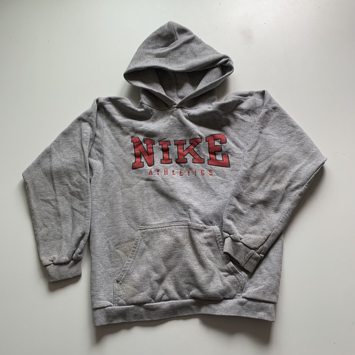 Nike Vintage 1990s Nike Spell Out Graphic Hoodie XS Fit Gray Rare Size US XS / EU 42 / 0 - 1 Thumbnail