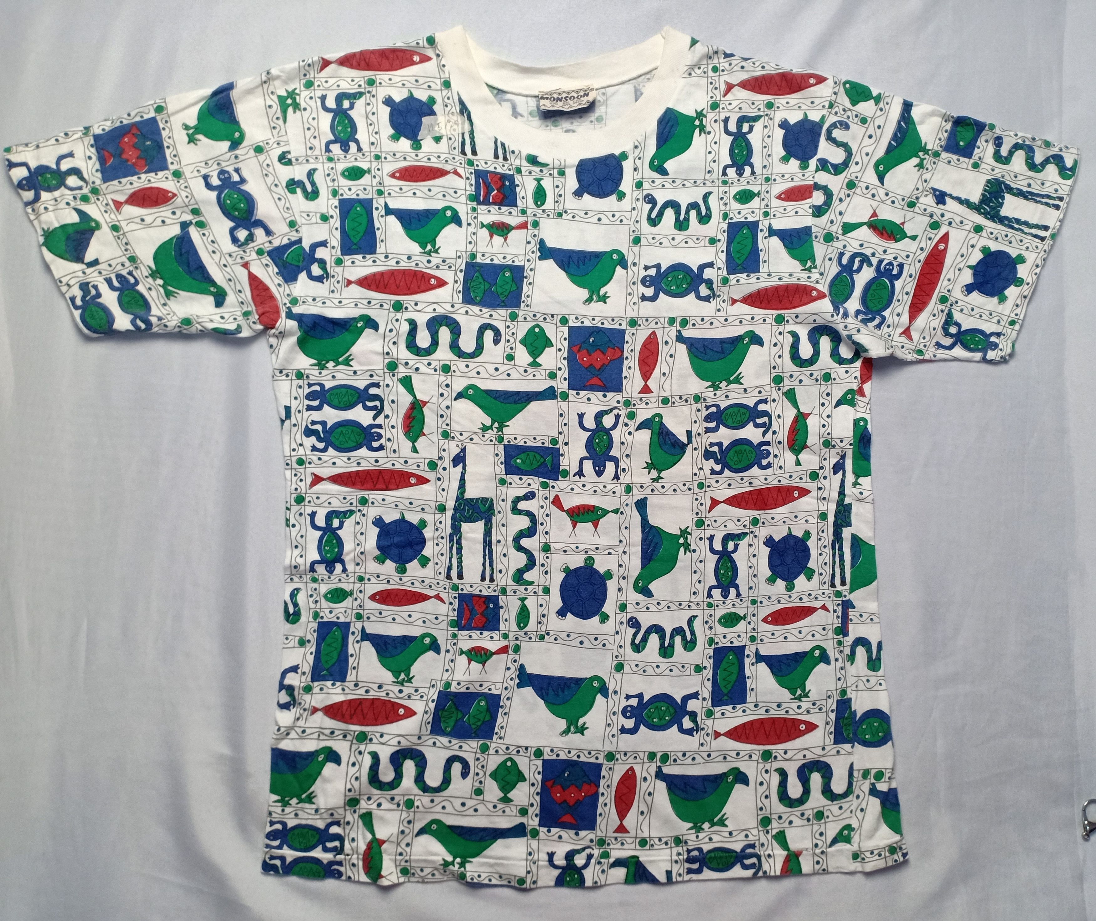 Vintage Vintage 80s Monsoon All Over Printed Tee Animals Art Size US M / EU 48-50 / 2 - 2 Thumbnail
