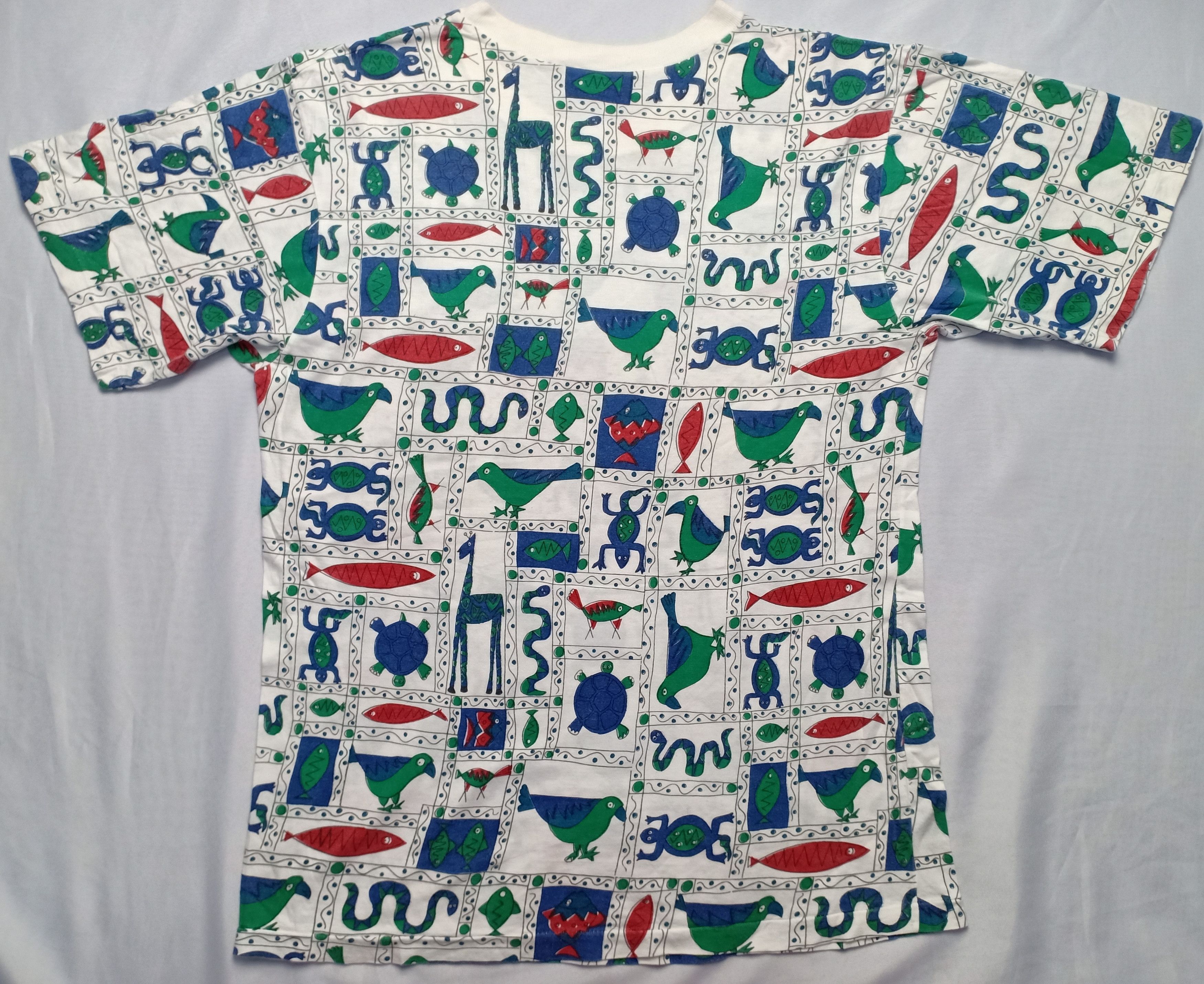 Vintage Vintage 80s Monsoon All Over Printed Tee Animals Art Size US M / EU 48-50 / 2 - 7 Thumbnail