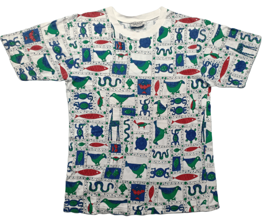 Vintage Vintage 80s Monsoon All Over Printed Tee Animals Art Size US M / EU 48-50 / 2 - 1 Thumbnail