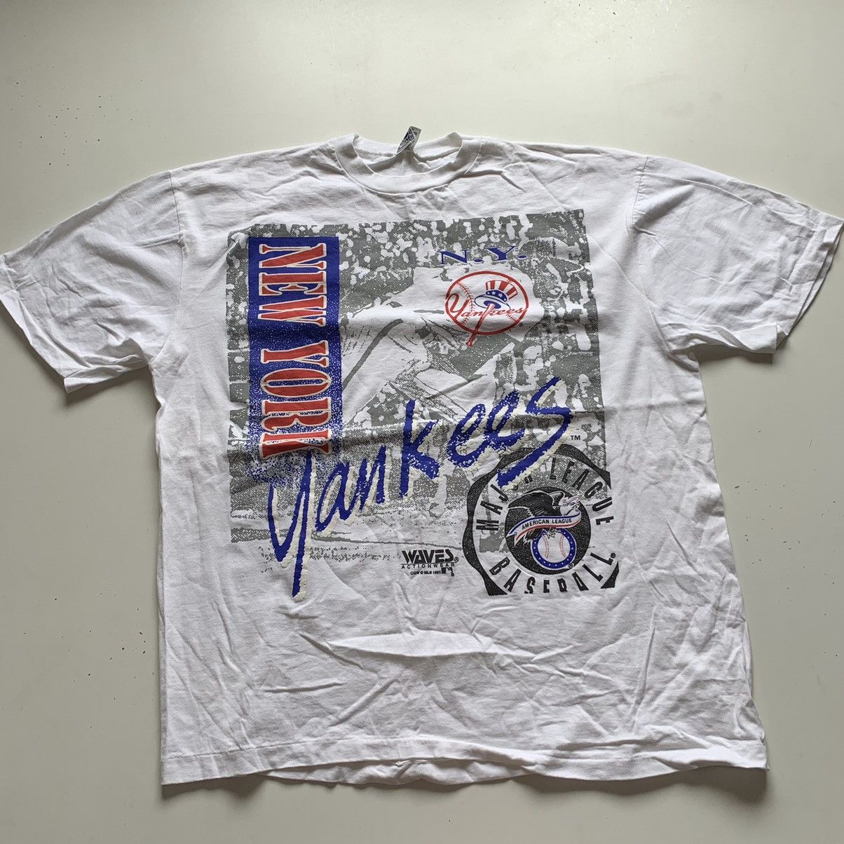 MLB Vintage 1990s New York Yankees MLB Baseball Graphic T Shirt Size US XXL / EU 58 / 5 - 1 Thumbnail