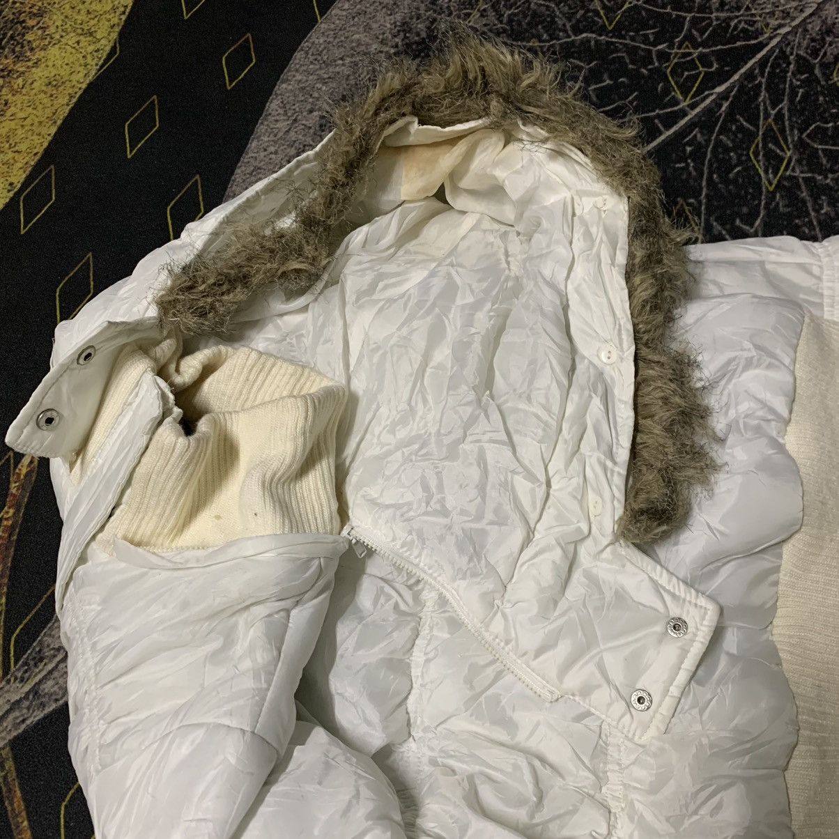 If Six Was Nine ✨Y2k Colza Strechy Down Jacket Detachable Fur Hoodie Size M / US 6-8 / IT 42-44 - 12 Thumbnail