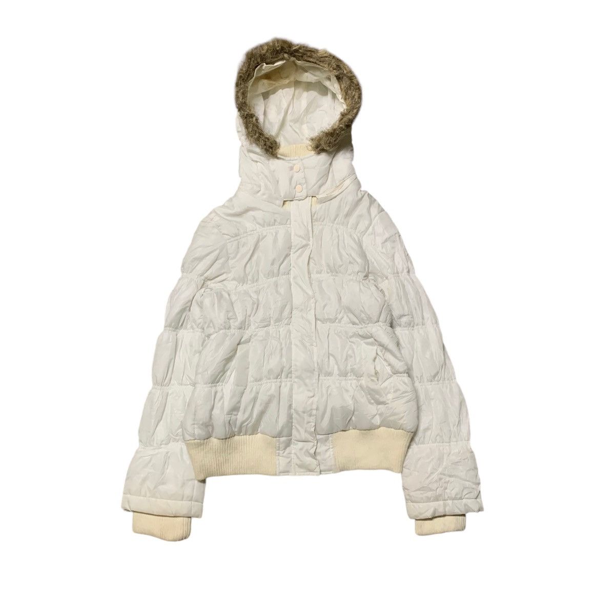 If Six Was Nine ✨Y2k Colza Strechy Down Jacket Detachable Fur Hoodie Size M / US 6-8 / IT 42-44 - 1 Thumbnail