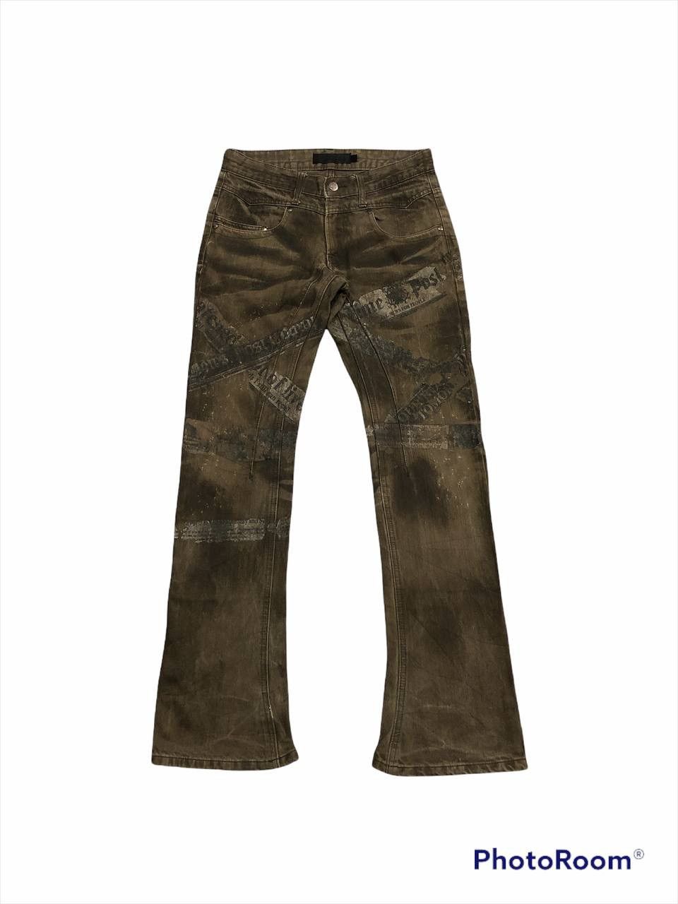 JACKROSE × Japanese Brand Rare🔥Thrashed Jackrose Printed Denim Flared Size US 30 / EU 46 - 1 Thumbnail