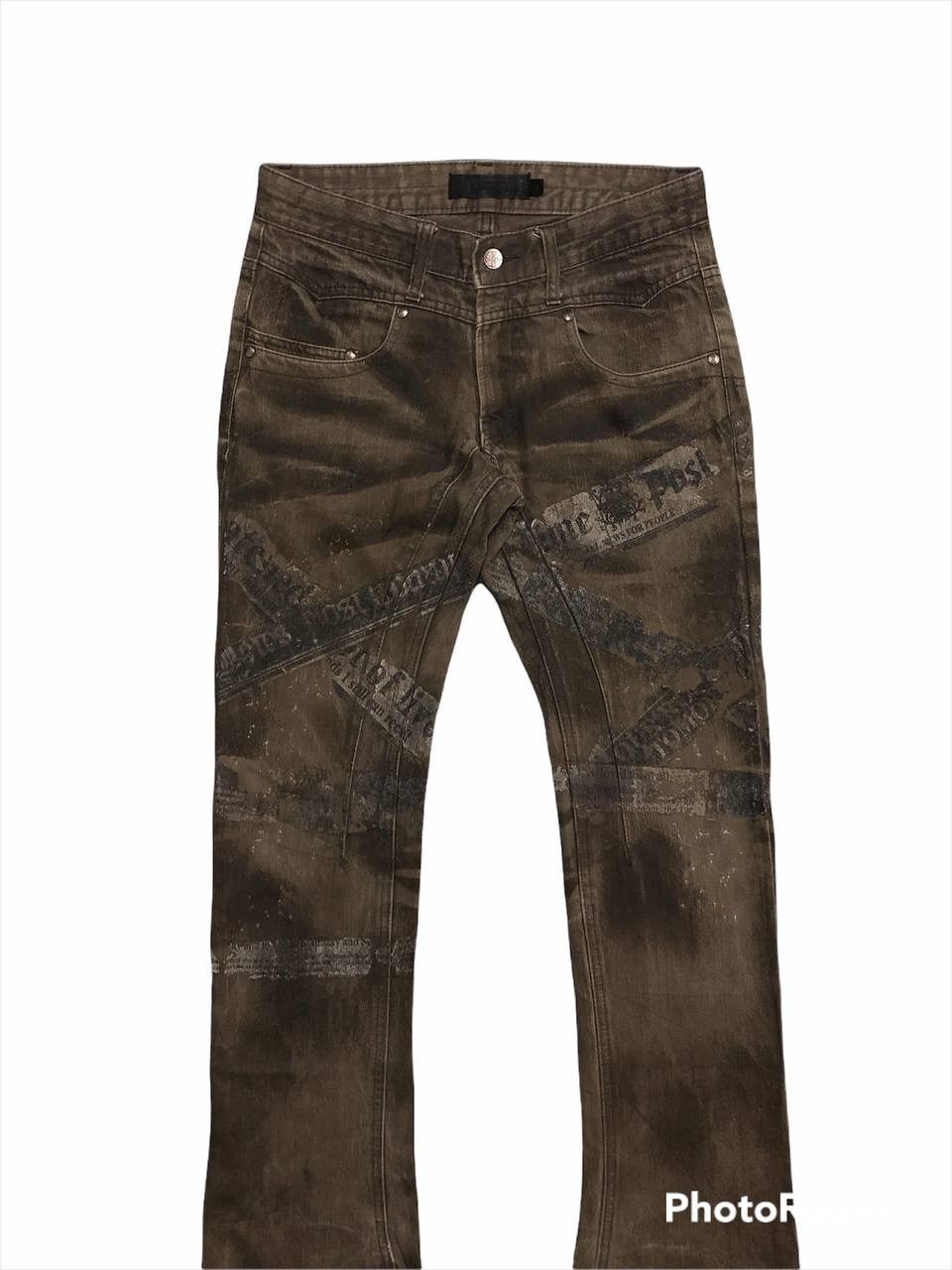 JACKROSE × Japanese Brand Rare🔥Thrashed Jackrose Printed Denim Flared Size US 30 / EU 46 - 2 Thumbnail