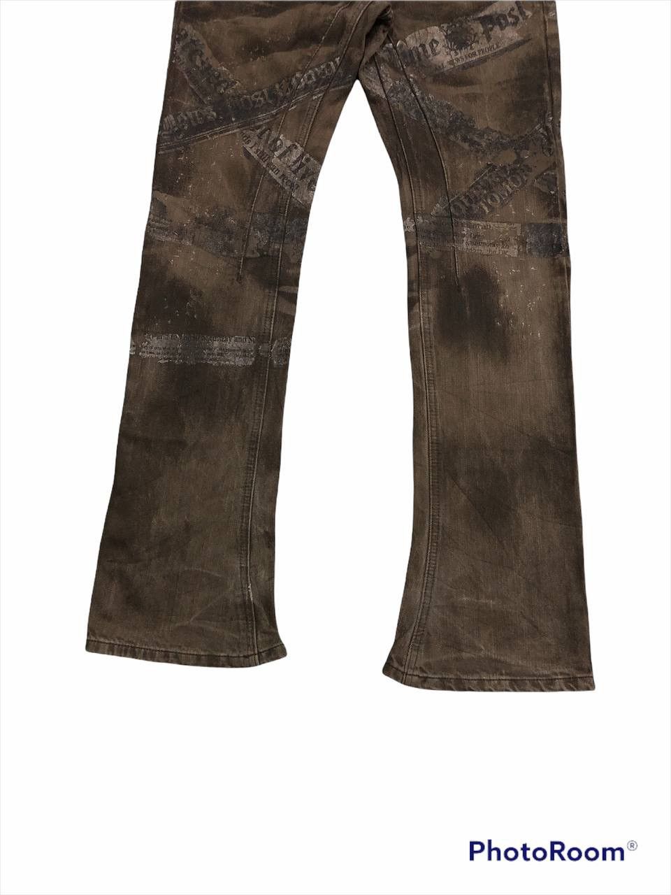 JACKROSE × Japanese Brand Rare🔥Thrashed Jackrose Printed Denim Flared Size US 30 / EU 46 - 3 Thumbnail