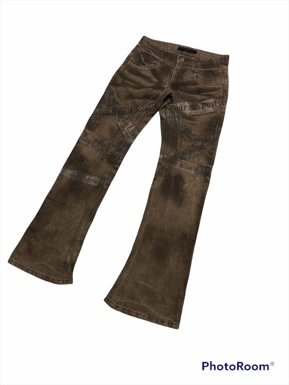 JACKROSE × Japanese Brand Rare🔥Thrashed Jackrose Printed Denim Flared Size US 30 / EU 46 - 4 Thumbnail