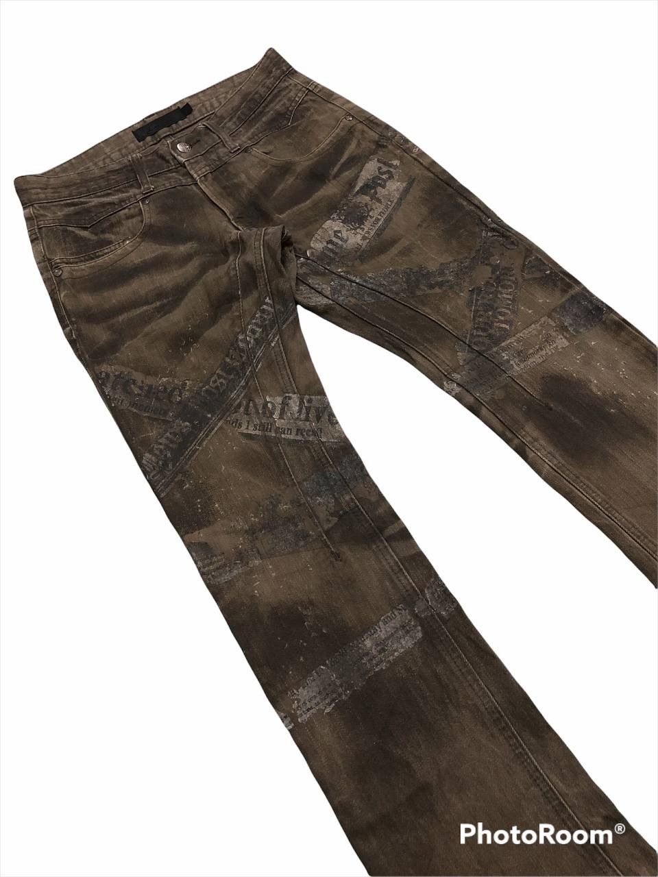 JACKROSE × Japanese Brand Rare🔥Thrashed Jackrose Printed Denim Flared Size US 30 / EU 46 - 8 Thumbnail