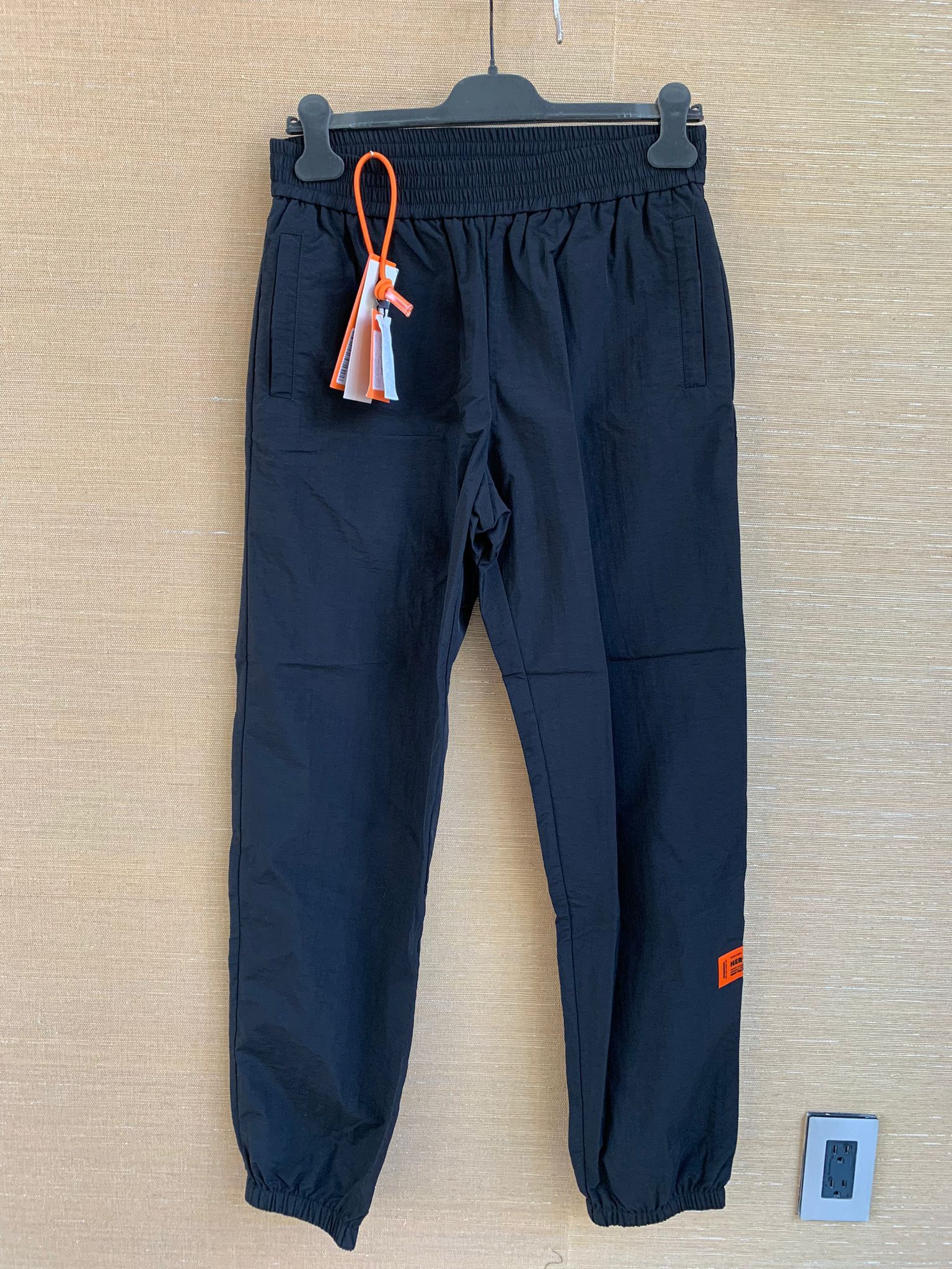 image of Heron Preston Crinkle Logo Sweat Pants In Black, Men's (Size 30)