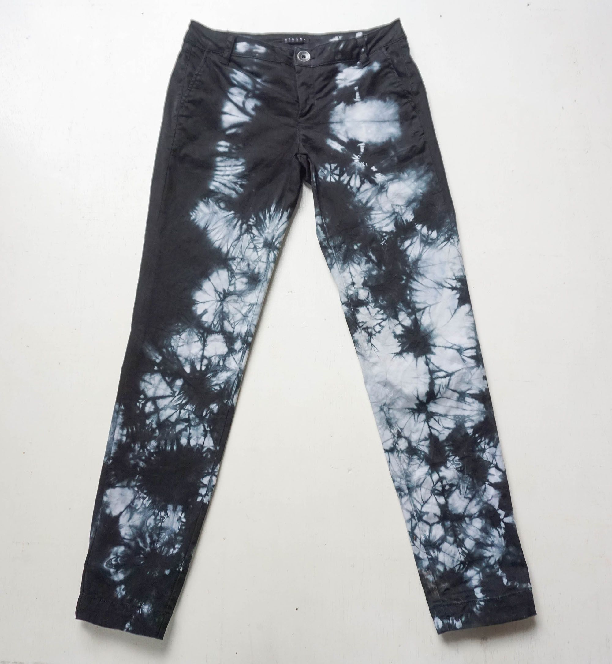 image of Sisley Tie-Dye Slim Fit Stretch Pants in Black, Women's (Size 27)