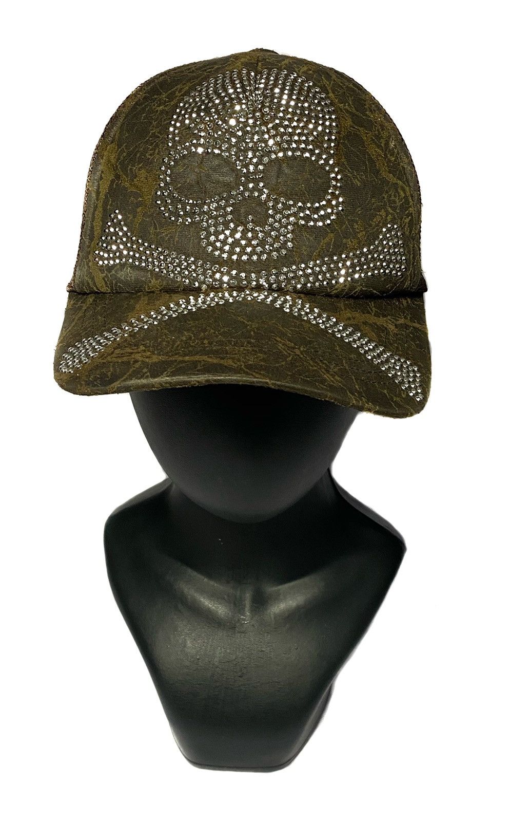 image of Skulls Skull Skeleton Trucker Hats Caps in Green Brown, Men's