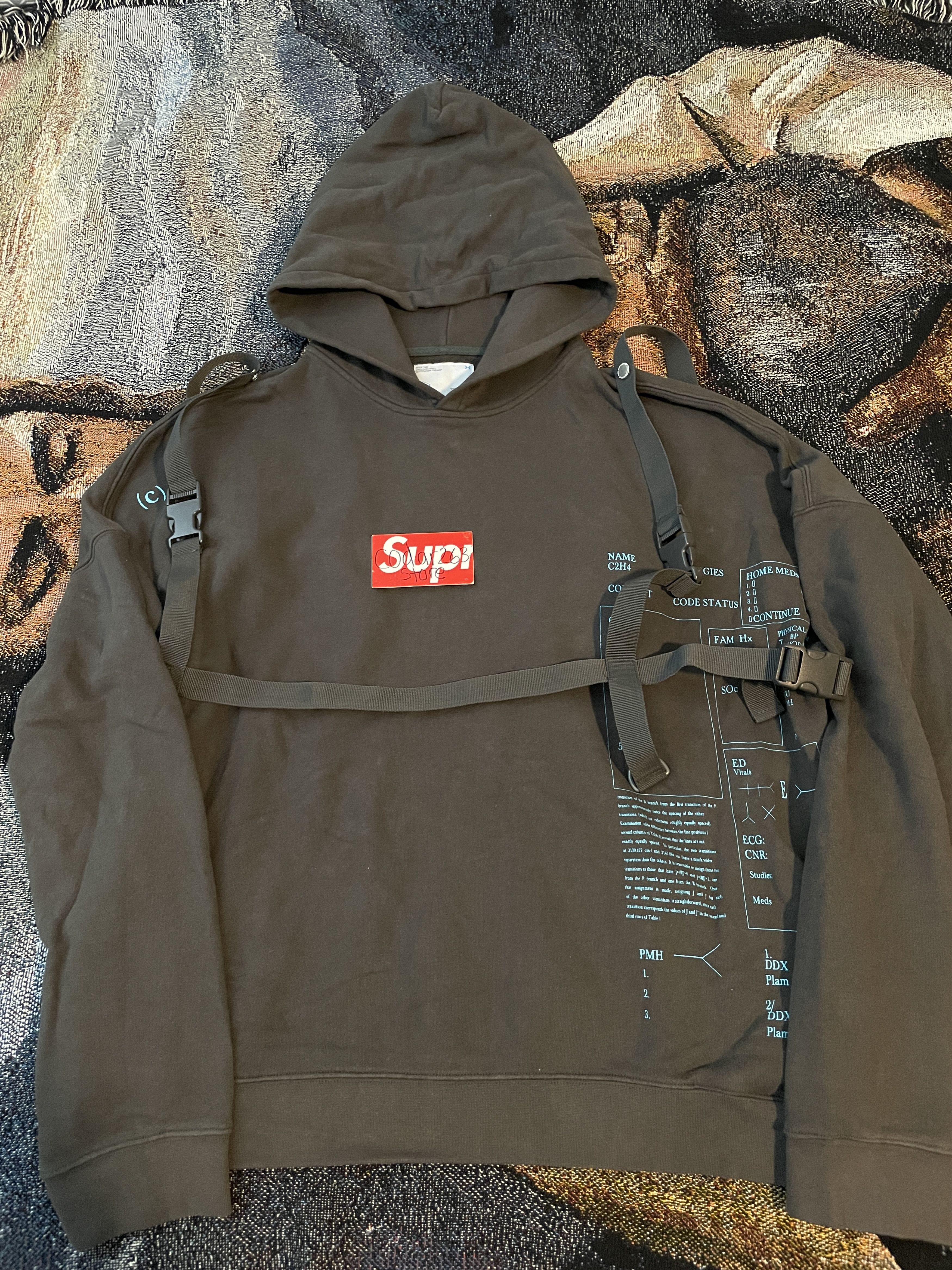 image of C2H4 Hoodie Sweatshirt Small in Washed Black, Men's
