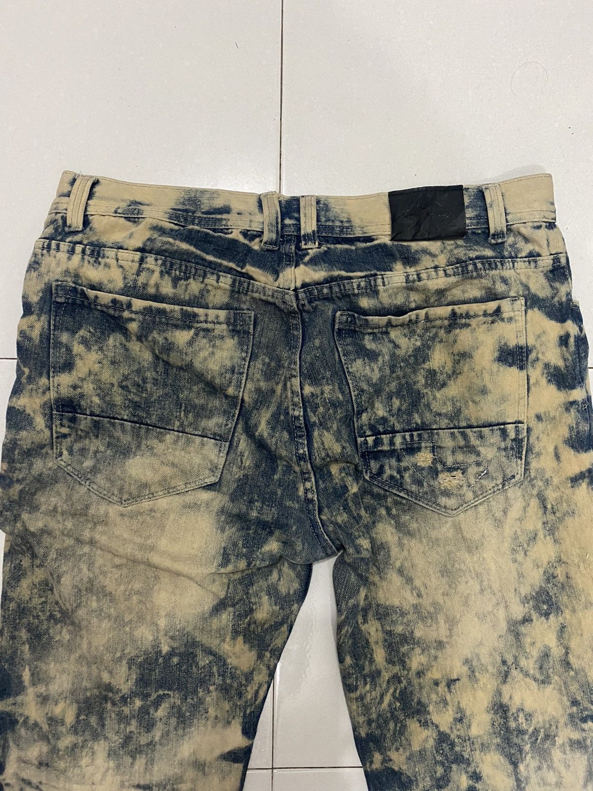 Vintage Distressed Road Narrow Acid Washed Denim Pants Size US 37 - 7 Thumbnail