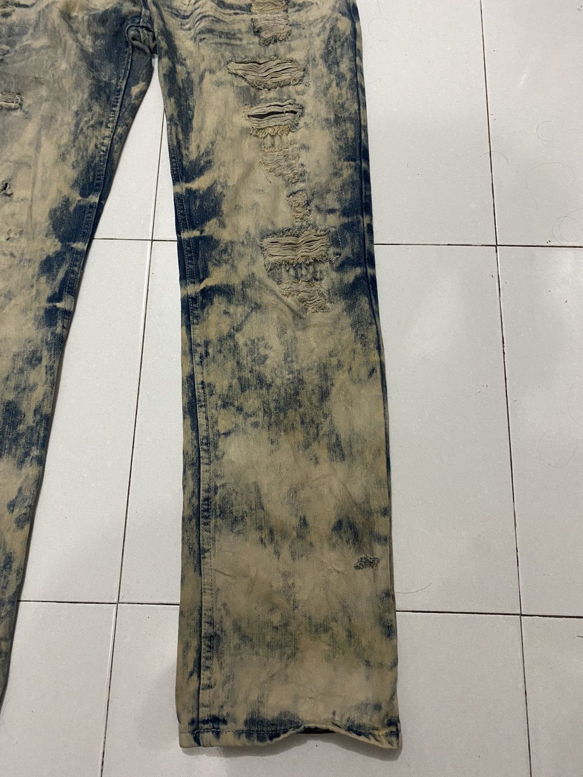 Vintage Distressed Road Narrow Acid Washed Denim Pants Size US 37 - 4 Thumbnail