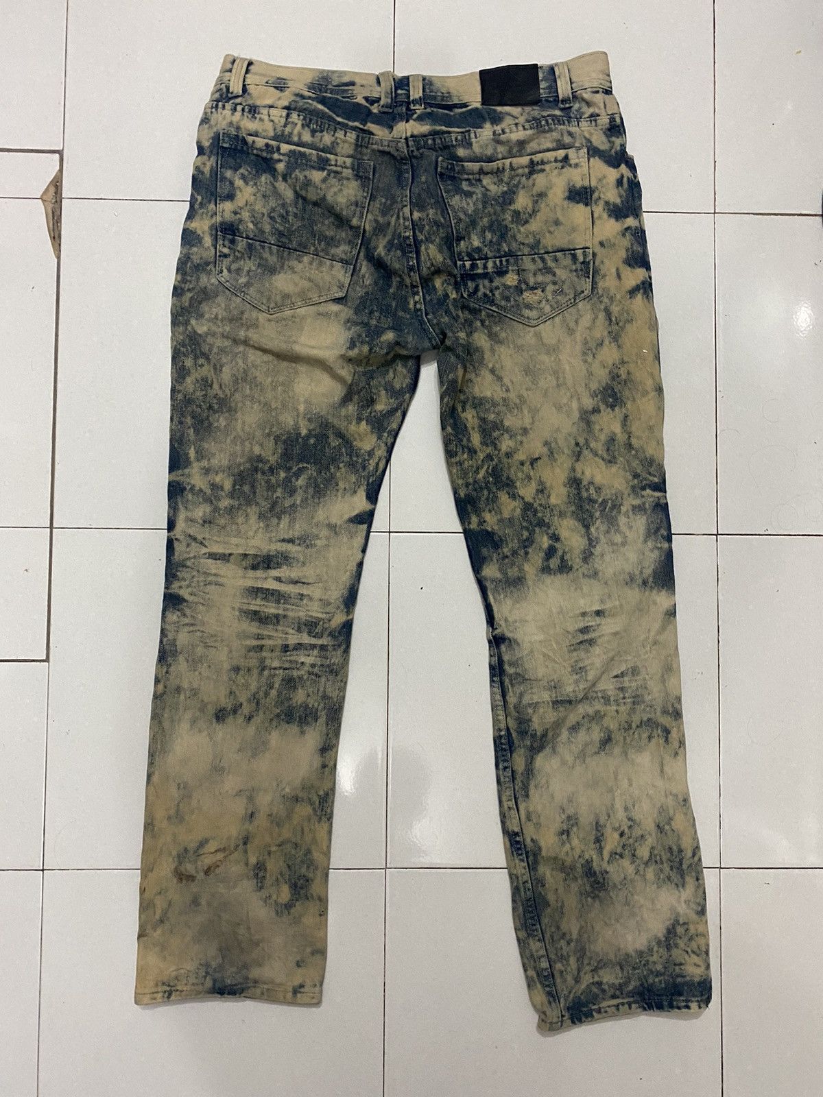 Vintage Distressed Road Narrow Acid Washed Denim Pants Size US 37 - 6 Thumbnail
