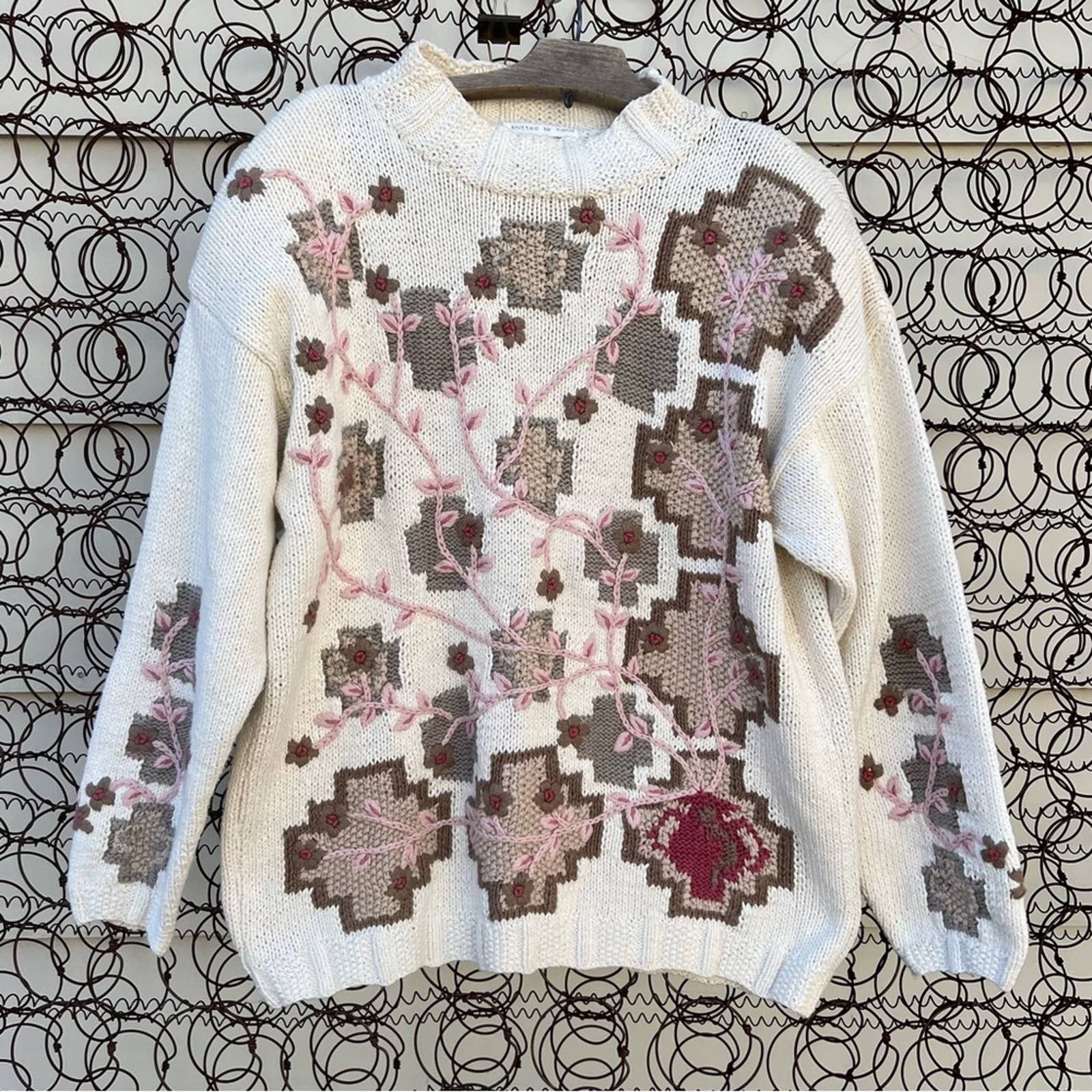Vintage 90s Jennifer Reed grannycore cottagecore abstract sweater | Grailed