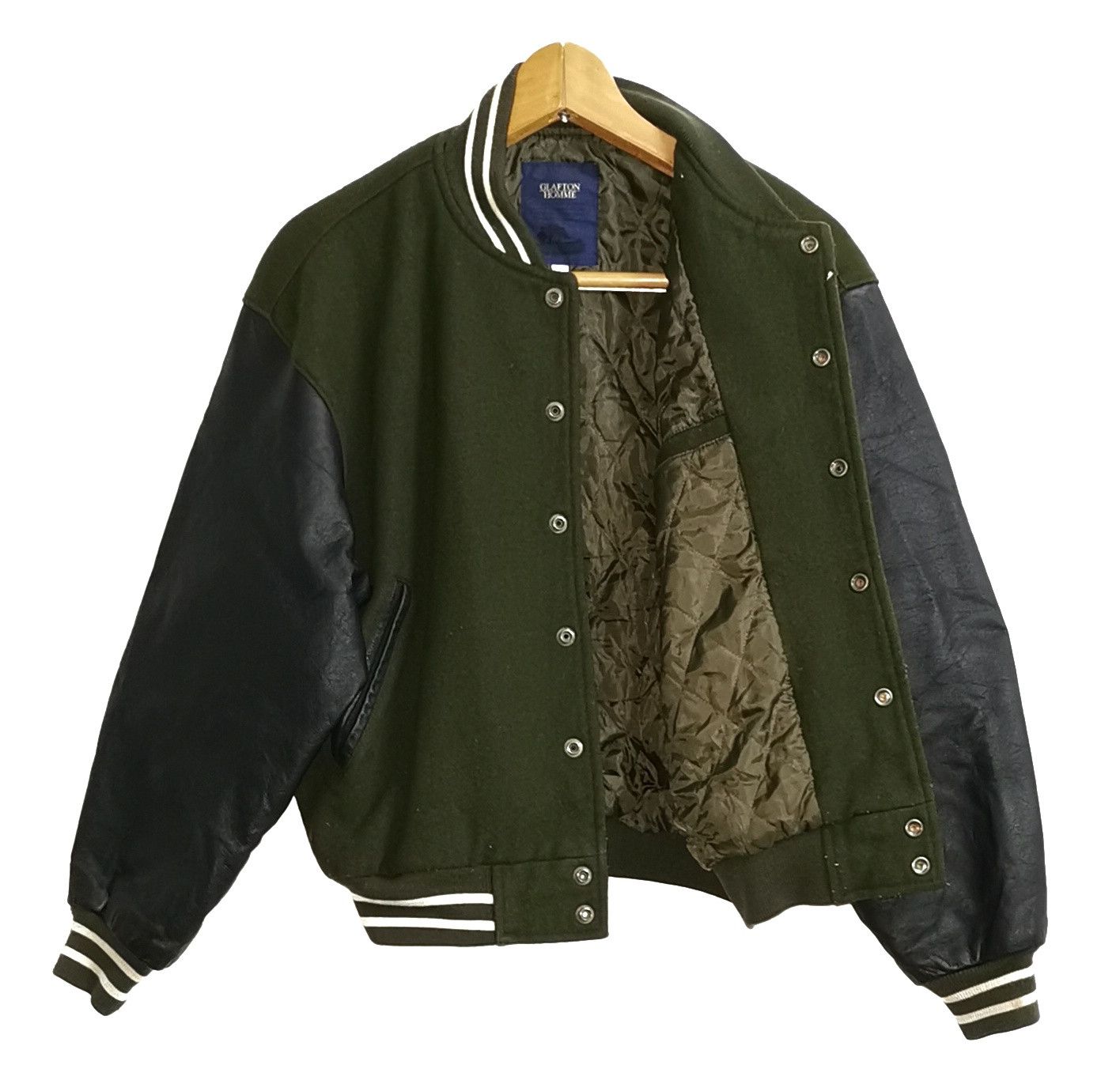Japanese Brand Glafton Homme Leather Wool Varsity Jacket Size US M / EU 48-50 / 2 - 4 Thumbnail