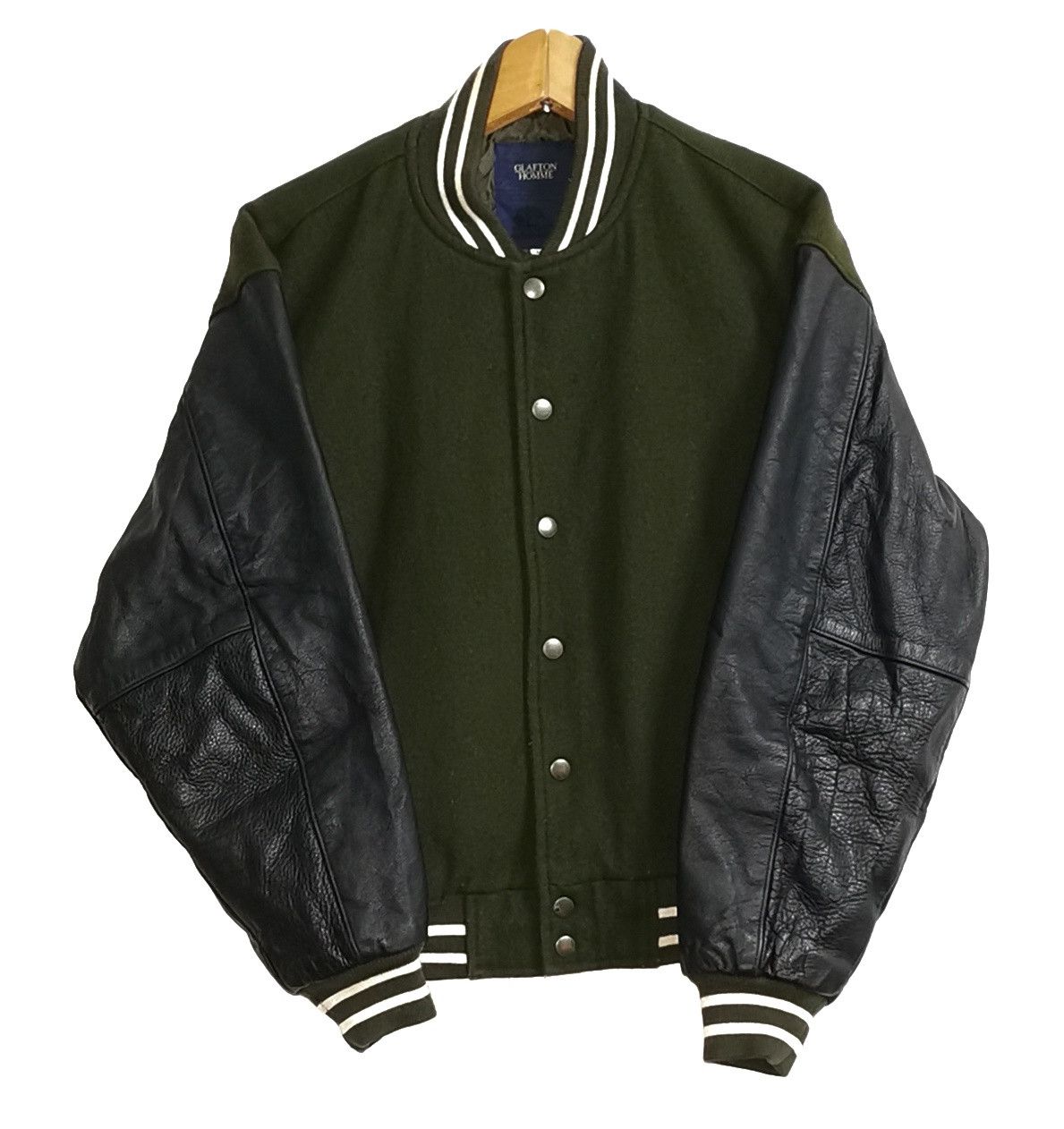 Japanese Brand Glafton Homme Leather Wool Varsity Jacket Size US M / EU 48-50 / 2 - 3 Thumbnail