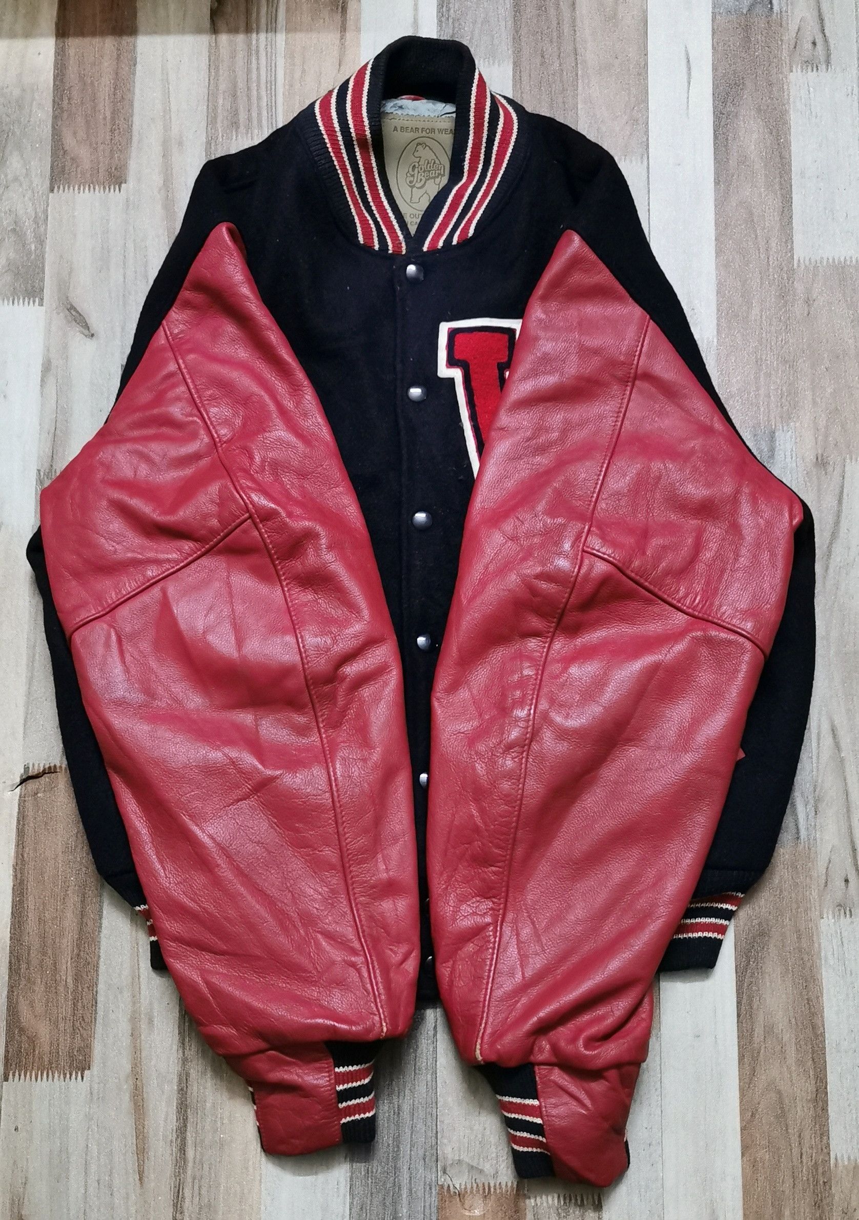 Golden Bear Golden Bear Big Logo Leather Wool Varsity Jacket Size US L / EU 52-54 / 3 - 7 Thumbnail