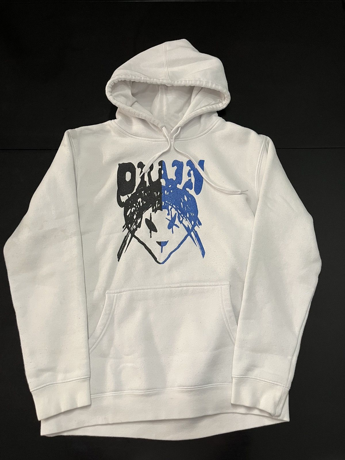 Drain Gang × Sad Boys Bladee Strawberry Glitter Alien Hoodie White | S ...