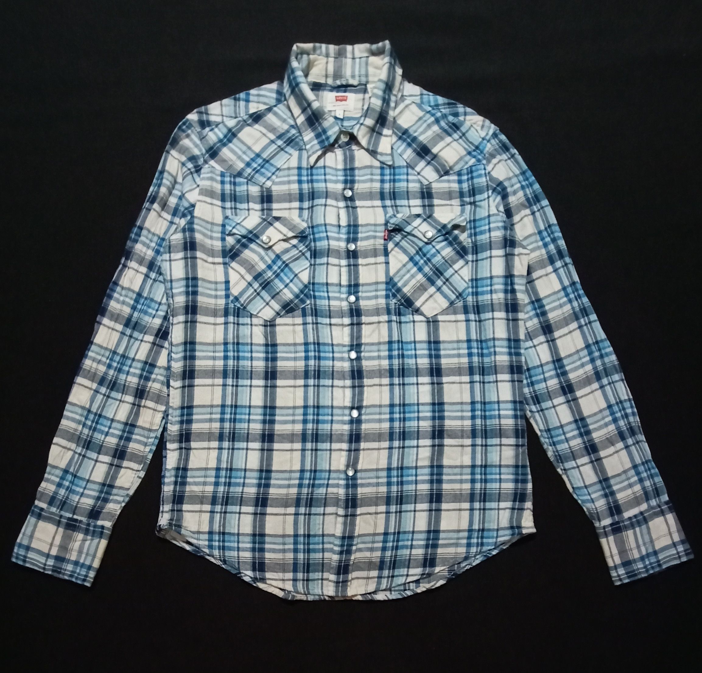 Designer Levi's San Francisco Check Plaid Design Blue Color Size US S / EU 44-46 / 1 - 1 Thumbnail