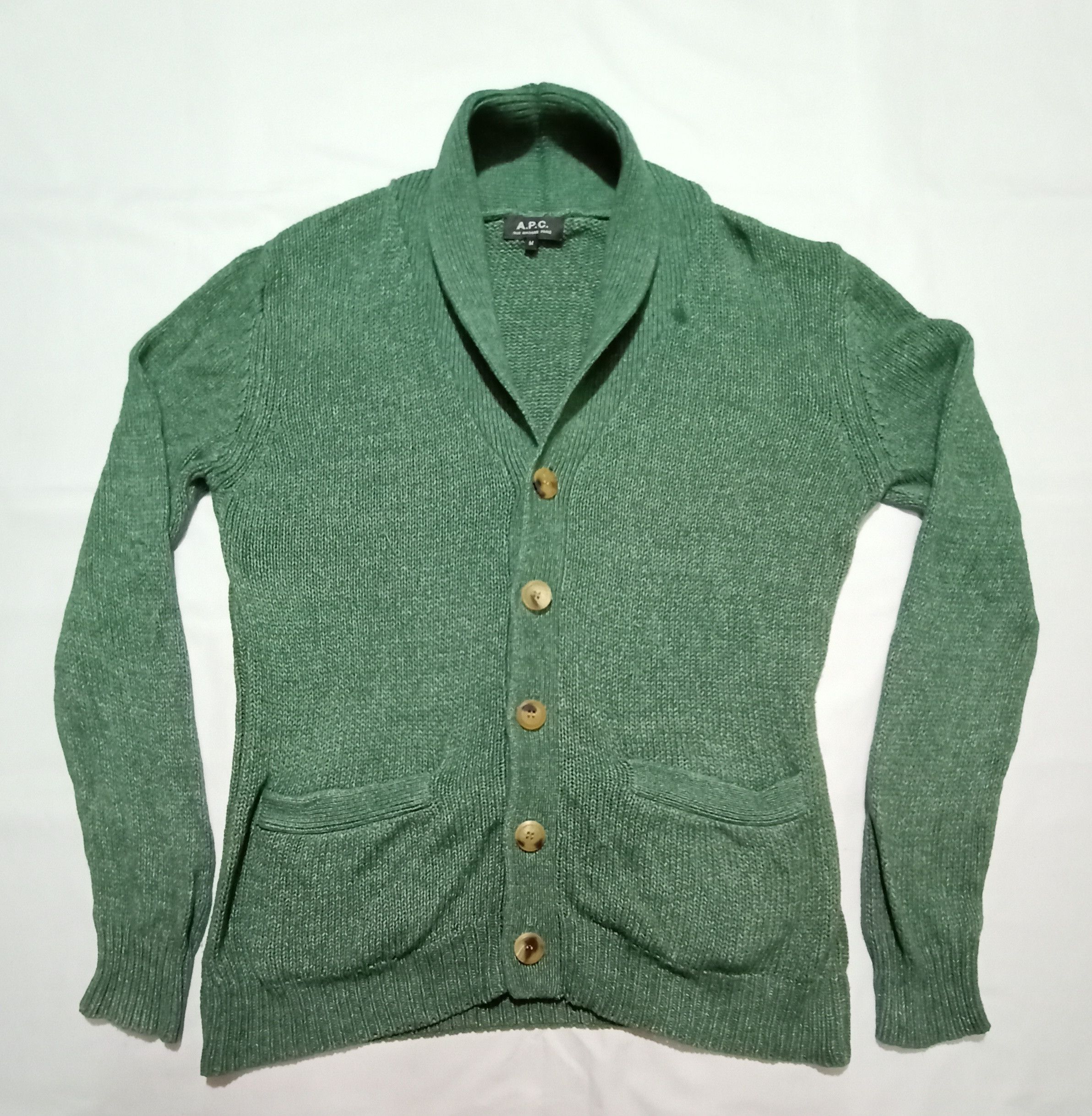 A.P.C. A.P.C Japan Rue Madame Paris Green Knitwear Cardigan Jacket Size M / US 6-8 / IT 42-44 - 1 Thumbnail