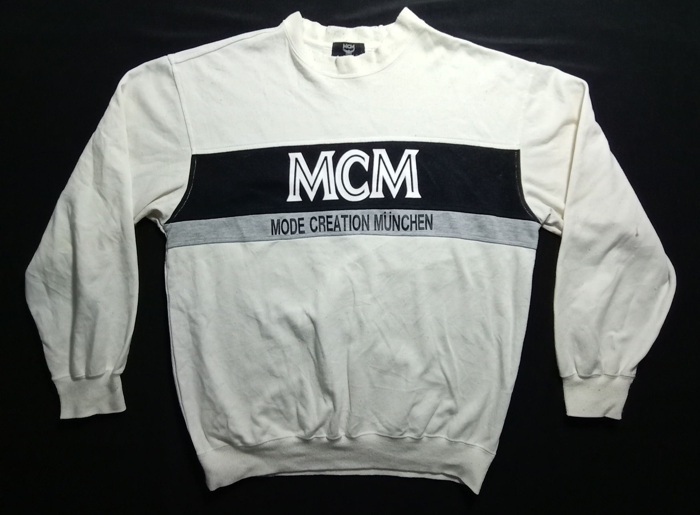 image of Designer Mode Creation Munchen MCM Crewneck Sweatshirt in White, Men's (Size Medium)