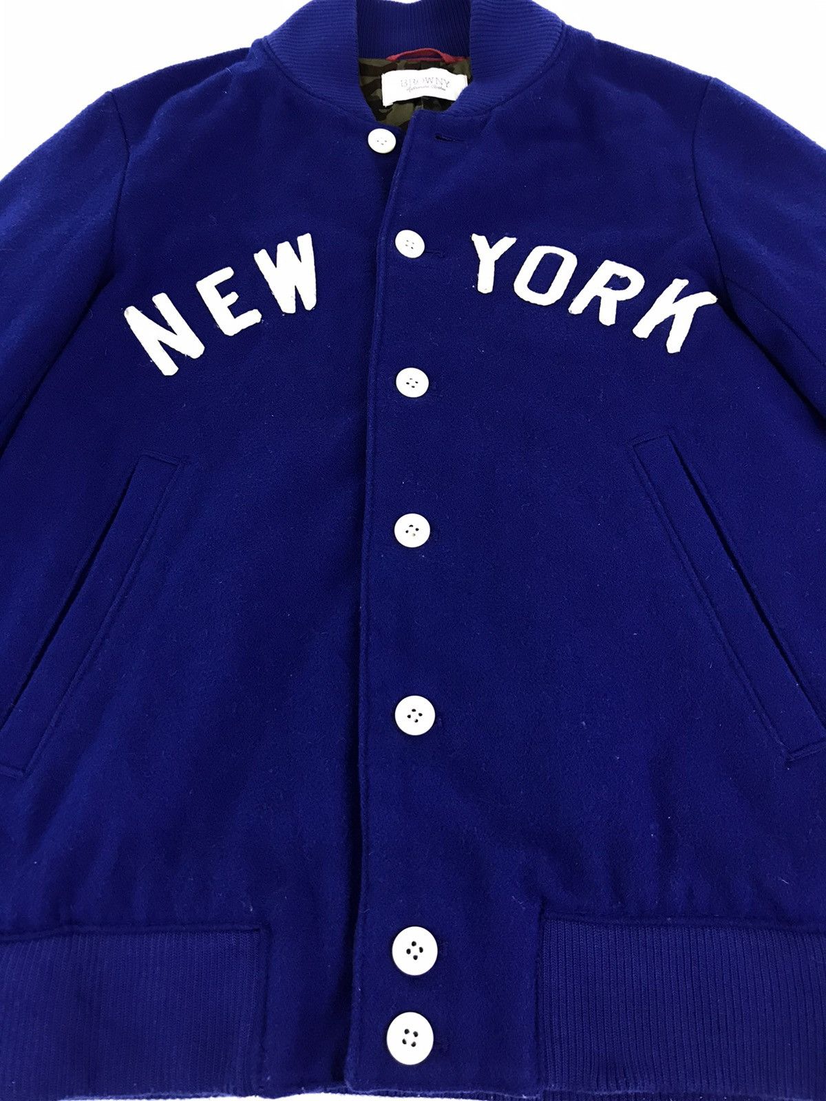 Japanese Brand Hype Varsity Jacket Wool New York Spell Out Camo Inner Size US M / EU 48-50 / 2 - 3 Thumbnail