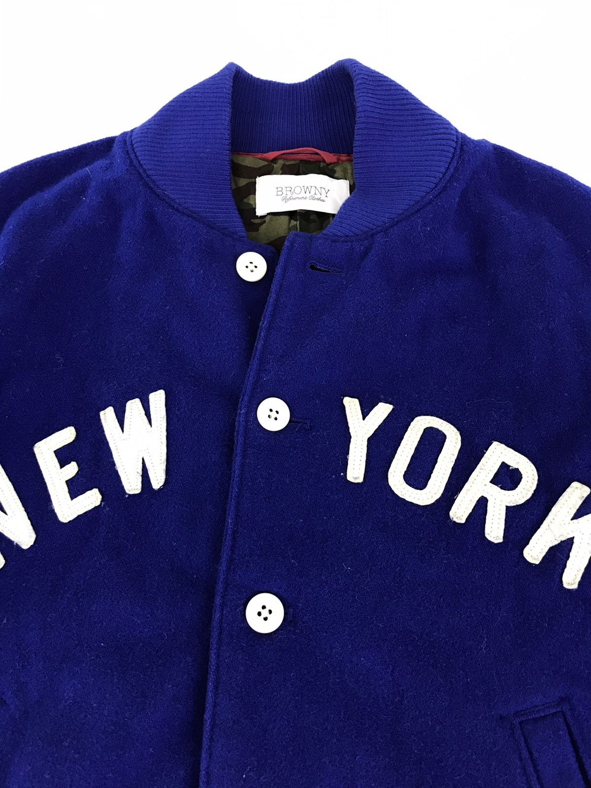 Japanese Brand Hype Varsity Jacket Wool New York Spell Out Camo Inner Size US M / EU 48-50 / 2 - 4 Thumbnail
