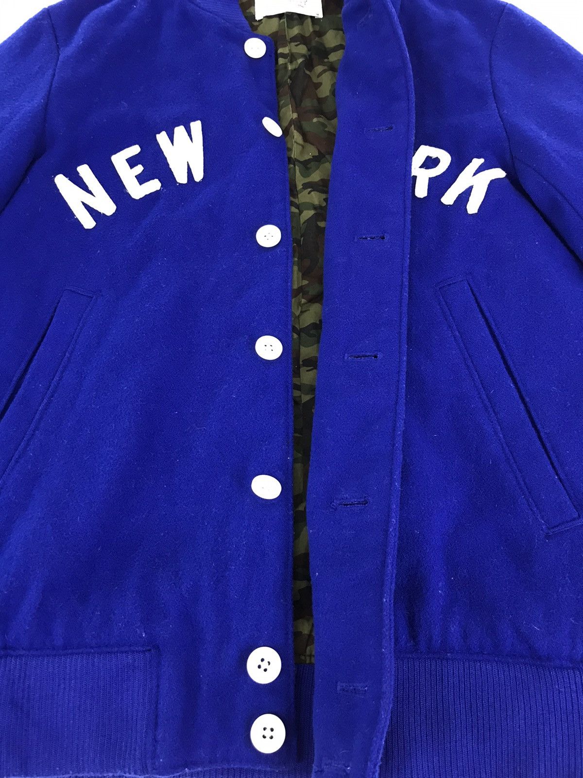 Japanese Brand Hype Varsity Jacket Wool New York Spell Out Camo Inner Size US M / EU 48-50 / 2 - 5 Thumbnail