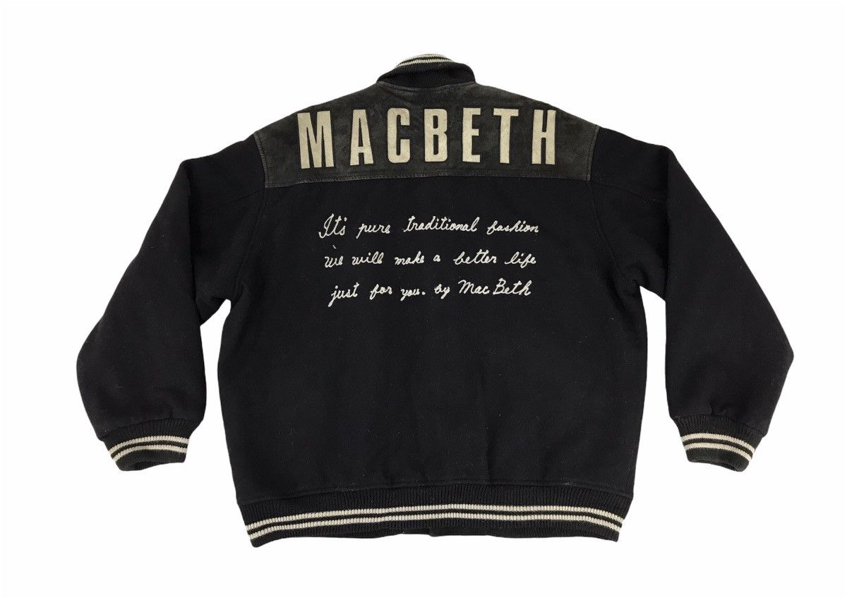 image of Vintage Macbeth Varsity Jacket Wool Quilted Inner in Black, Men's (Size Large)
