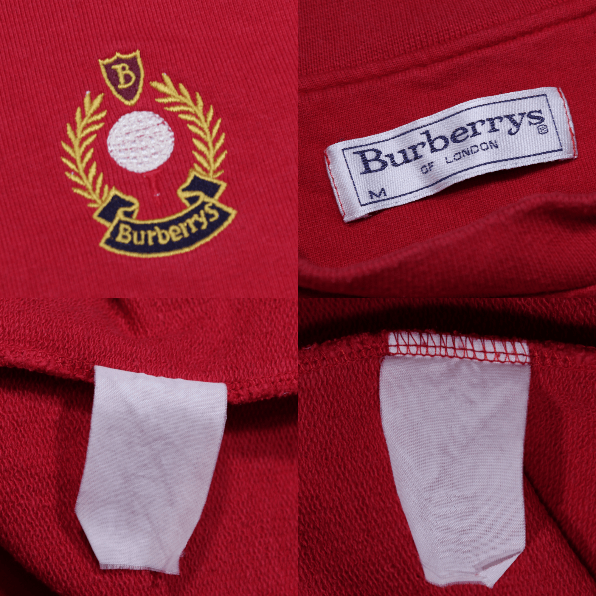 Burberry 90S Burberry's Embroidered Logo Acid Red Vintage Sweatshirt Size US M / EU 48-50 / 2 - 9 Thumbnail