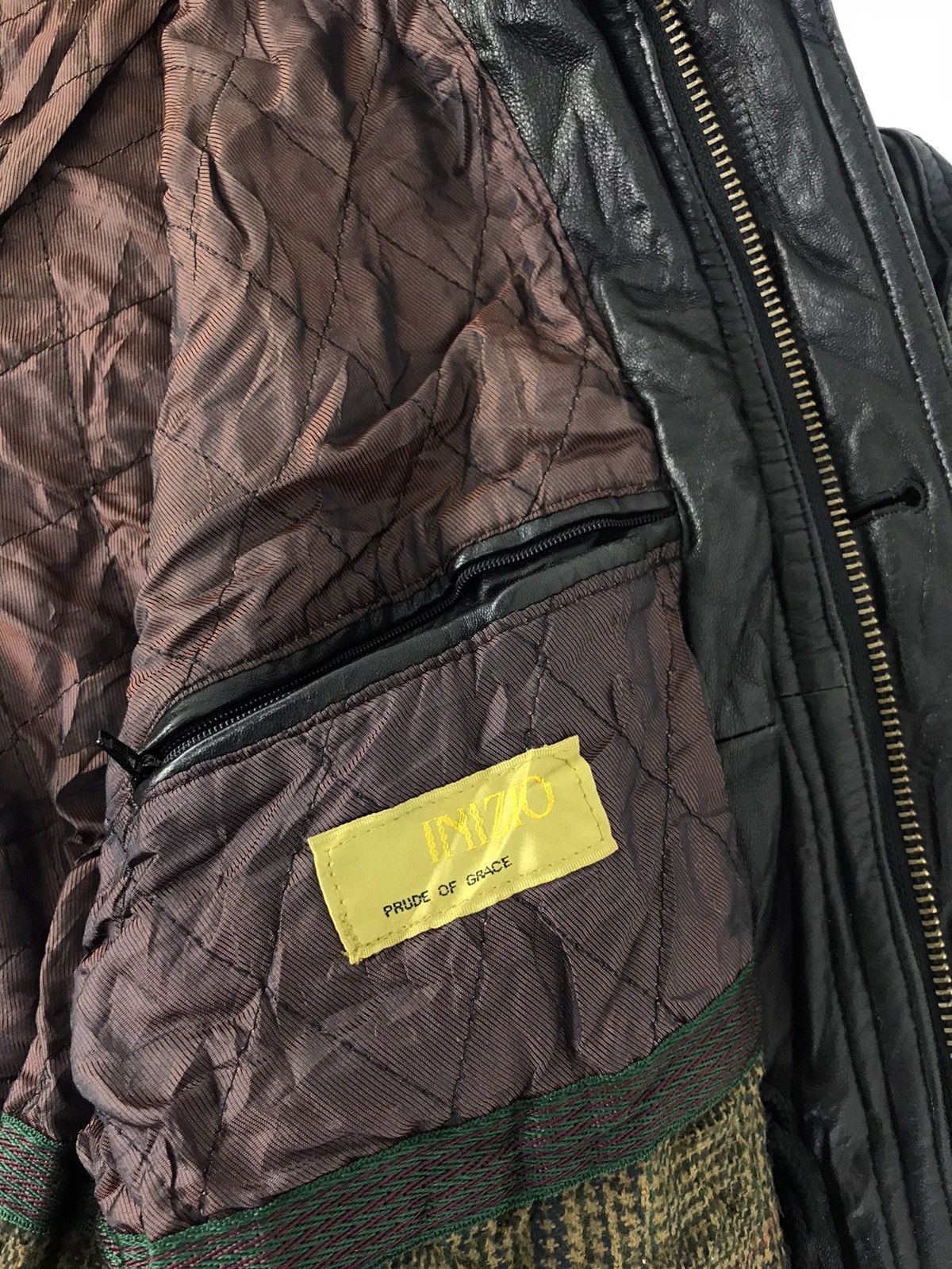 Vintage Inizio Leather Jacket Quilted Woven Inner Motorcycle Biker Size US M / EU 48-50 / 2 - 9 Thumbnail