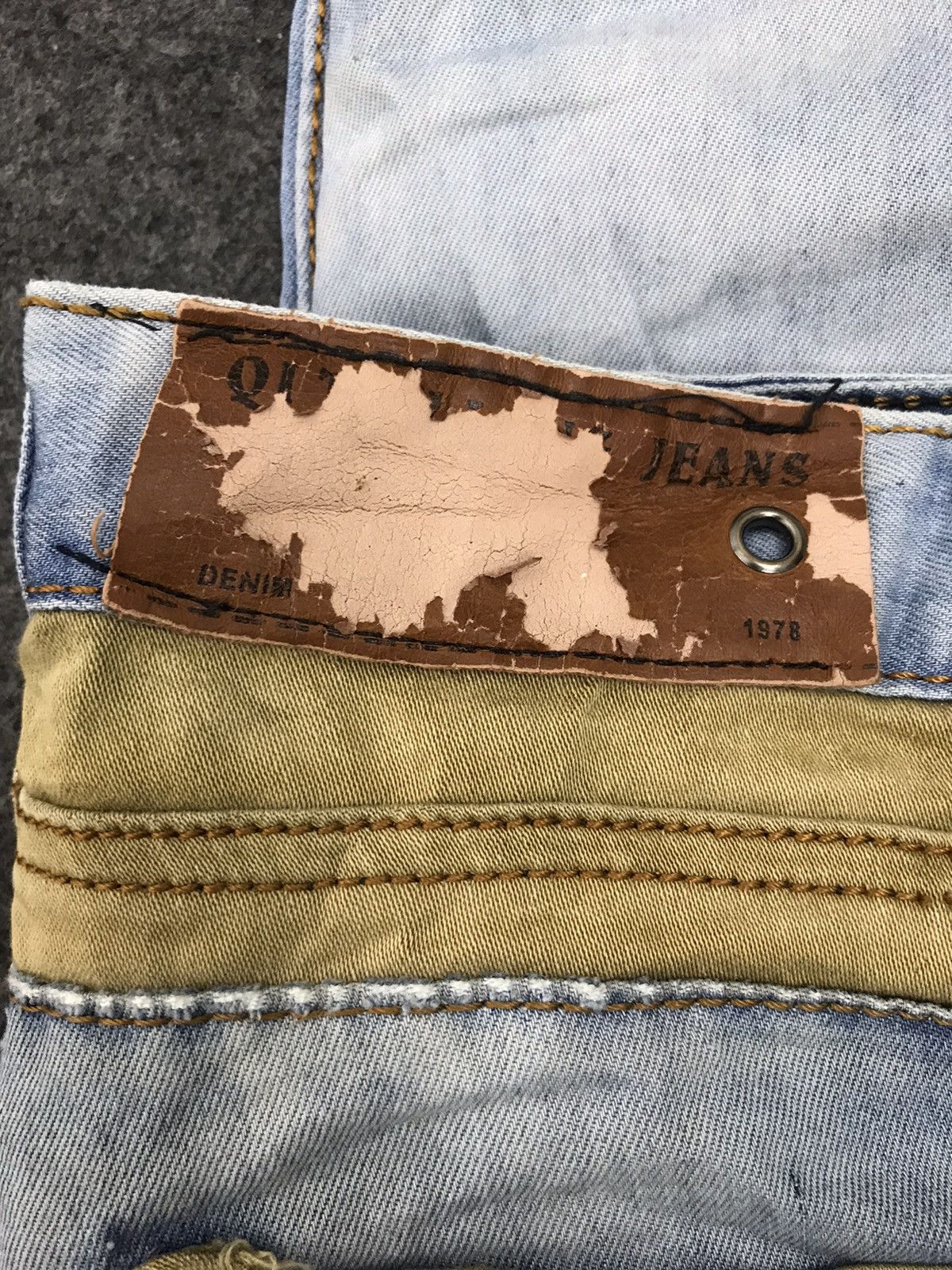 Japanese Brand Vintage Distressed Two Tone Custom Patchwork Acid Wash Size US 31 - 8 Thumbnail