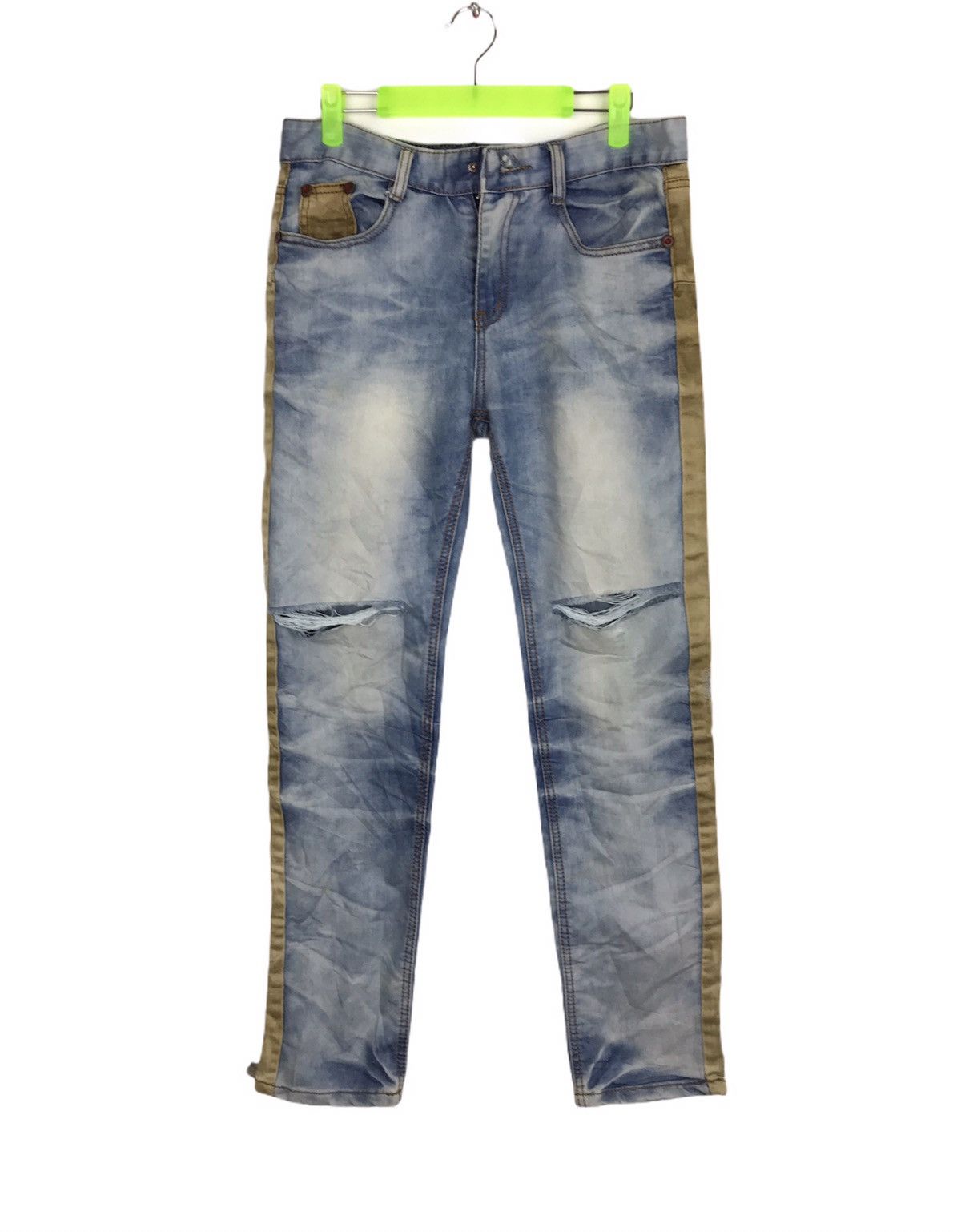 Japanese Brand Vintage Distressed Two Tone Custom Patchwork Acid Wash Size US 31 - 2 Thumbnail