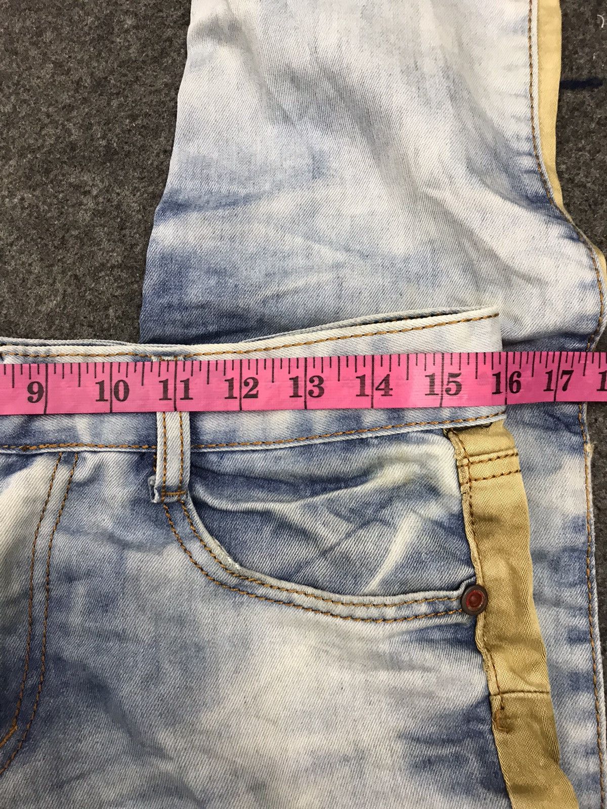 Japanese Brand Vintage Distressed Two Tone Custom Patchwork Acid Wash Size US 31 - 6 Thumbnail