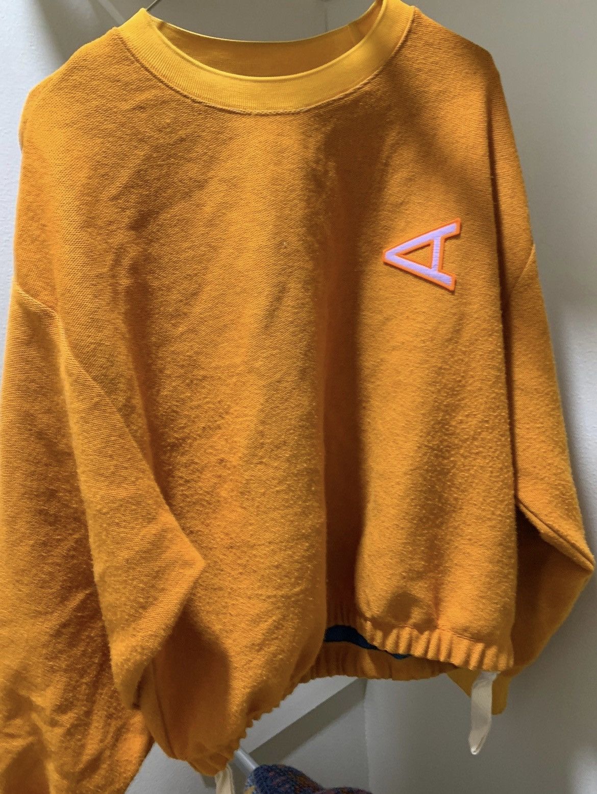 image of Acne Studios Drawstring Crewneck Sweater in Orange, Men's (Size Medium)
