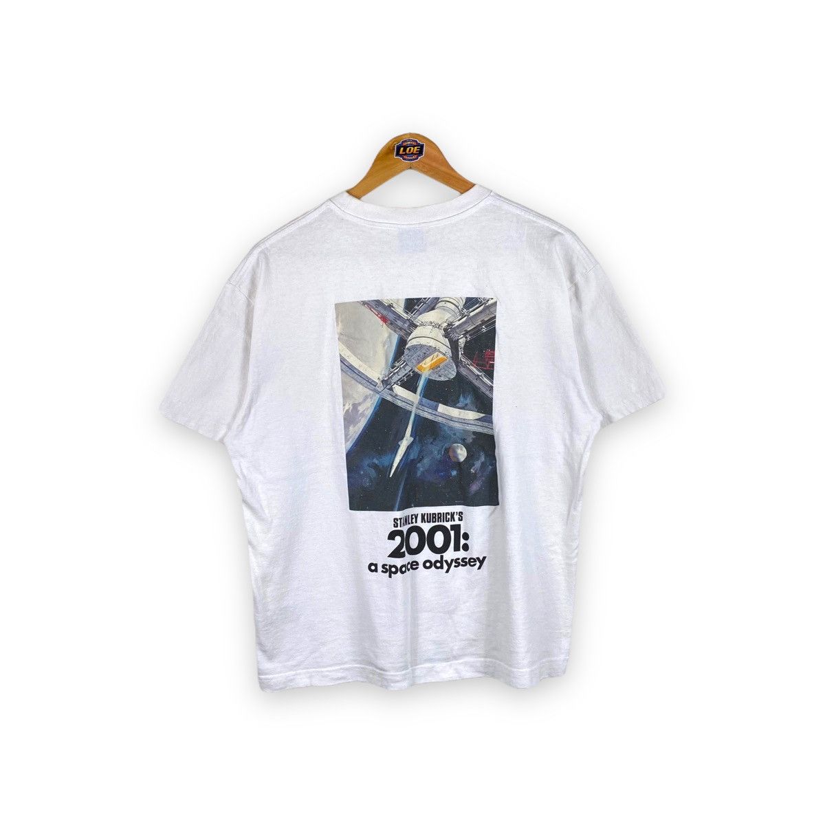 image of Movie x Vintage 2001: A Space Odyssey Stanley Kubrick Film T Shirt in White, Men's (Size Medium)