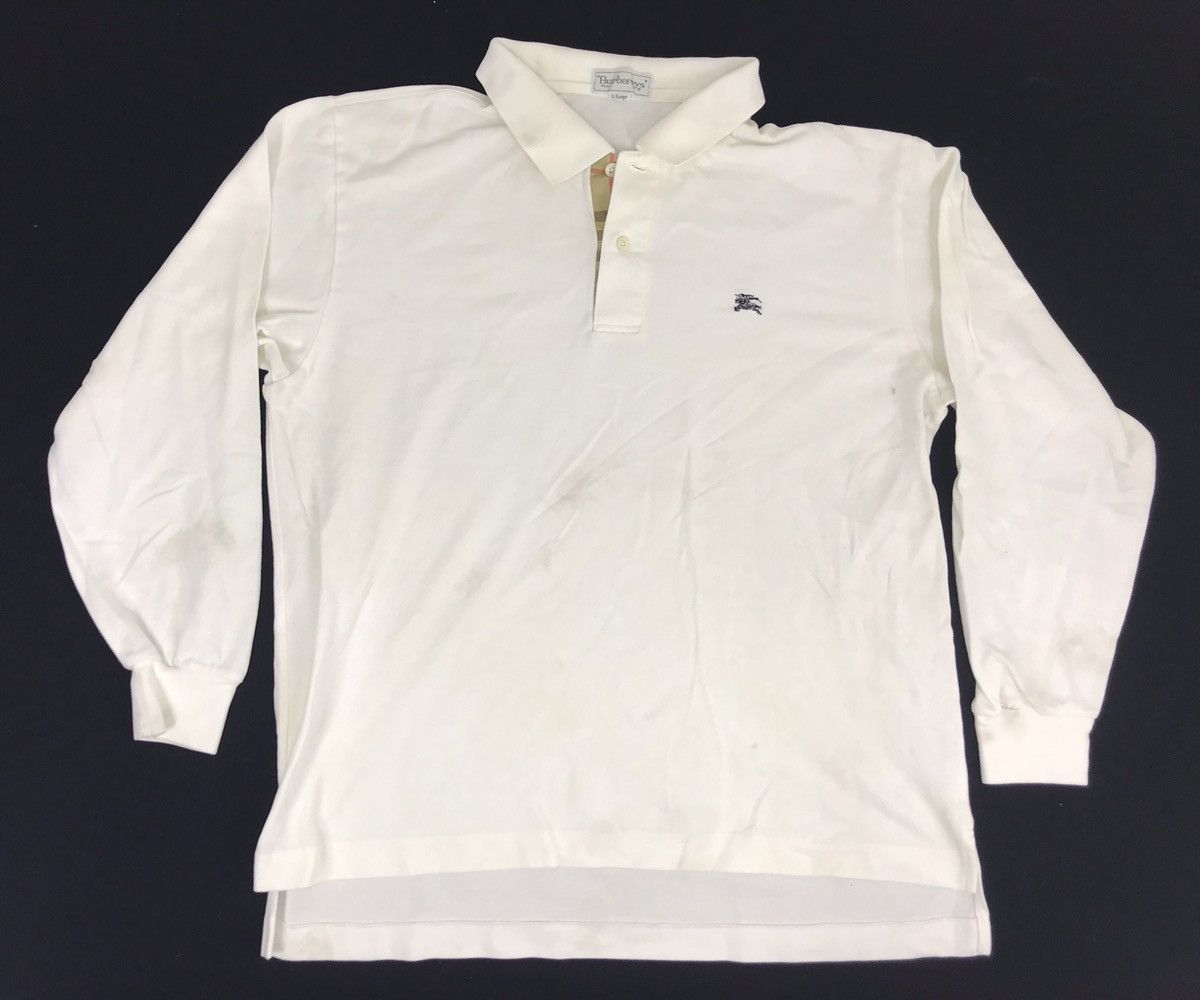 image of Burberry Burberrys Golf Longsleeve Polo Tee in White, Men's (Size Large)