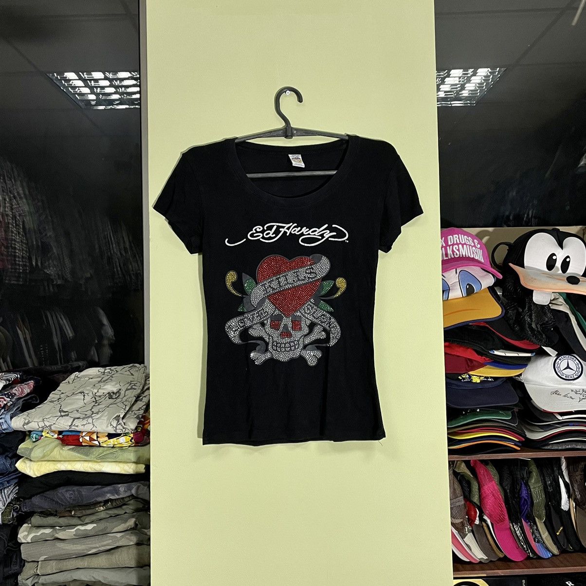 Vintage Y2K Faded Tee Logo 90s Ed Hardy M