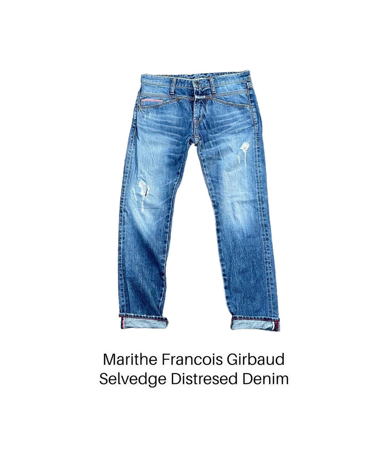 Designer × Marithe + Francois Girbaud Vintage Marithe Francois Girbaud Selvedge Distresed Denim Size US 31 - 1 Thumbnail