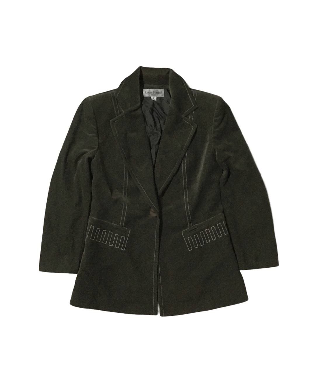 image of Louis Feraud Paris Soft Fleece Blazer in Dark Green, Women's (Size Small)