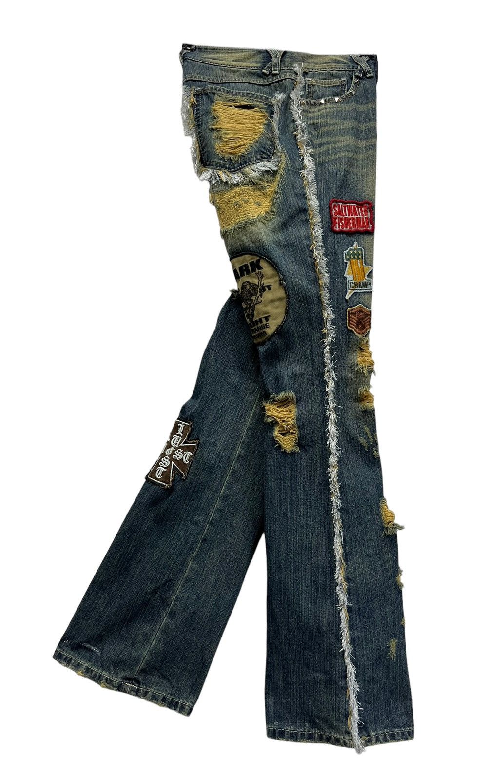 ❤️LUSC Ripped Patches Flare Denim Hysteric Glamour Inspired