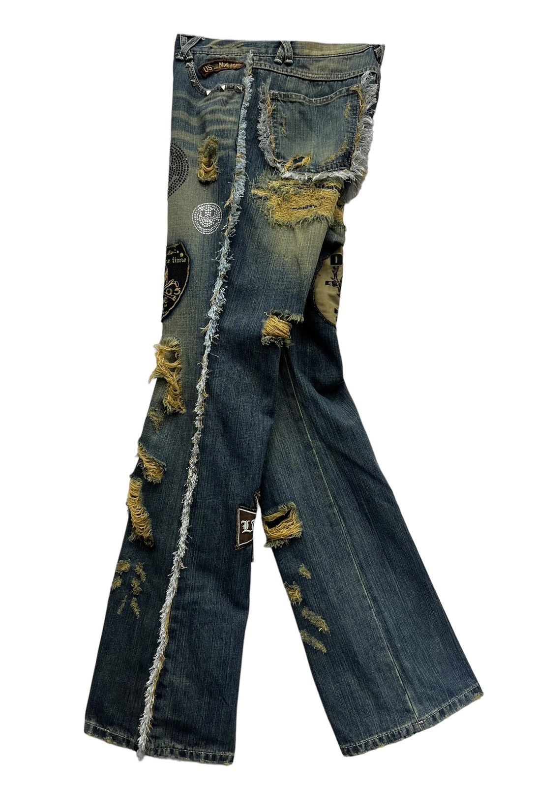 ❤️LUSC Ripped Patches Flare Denim Hysteric Glamour Inspired