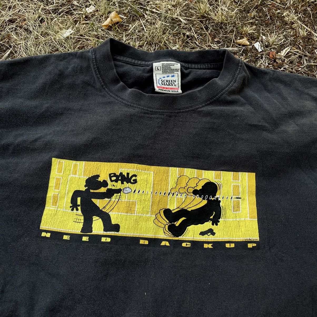 Vintage Vintage 90s Graphic Tee Skate Yellow Black Streetwear Boxy L Size US L / EU 52-54 / 3 - 4 Thumbnail