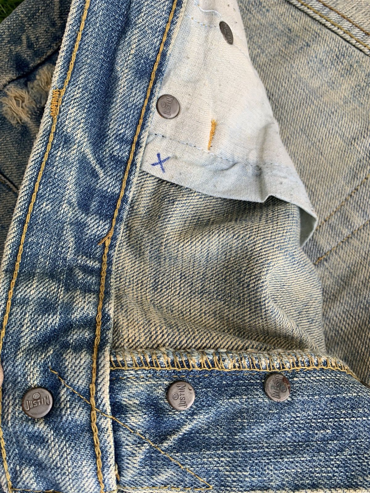 Justin Vintage Justin Original Distressed Patchwork Denim Size US 40 / EU 56 - 14 Thumbnail